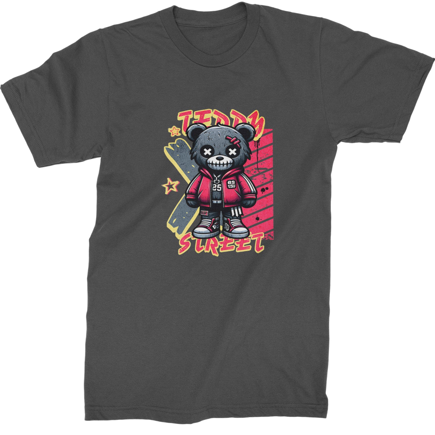 Teddy Attitude Urban Graffiti Bear  Mens T-shirt Charcoal Grey