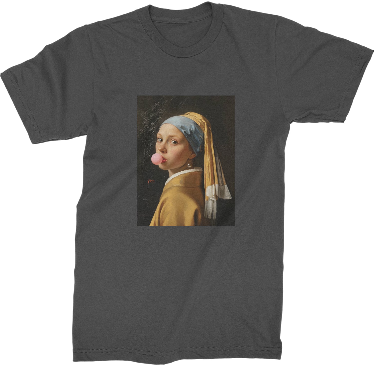 Girl with a Pearl Earring Bubble Gum Contemporary Art Mens T-shirt Charcoal Grey