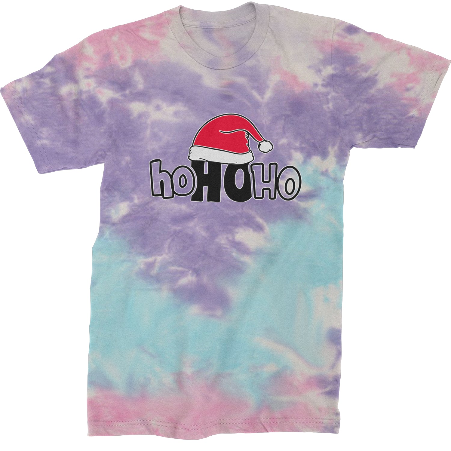 Ho Ho Ho Santa Christmas Hat  Mens T-shirt Tie-Dye Cotton Candy