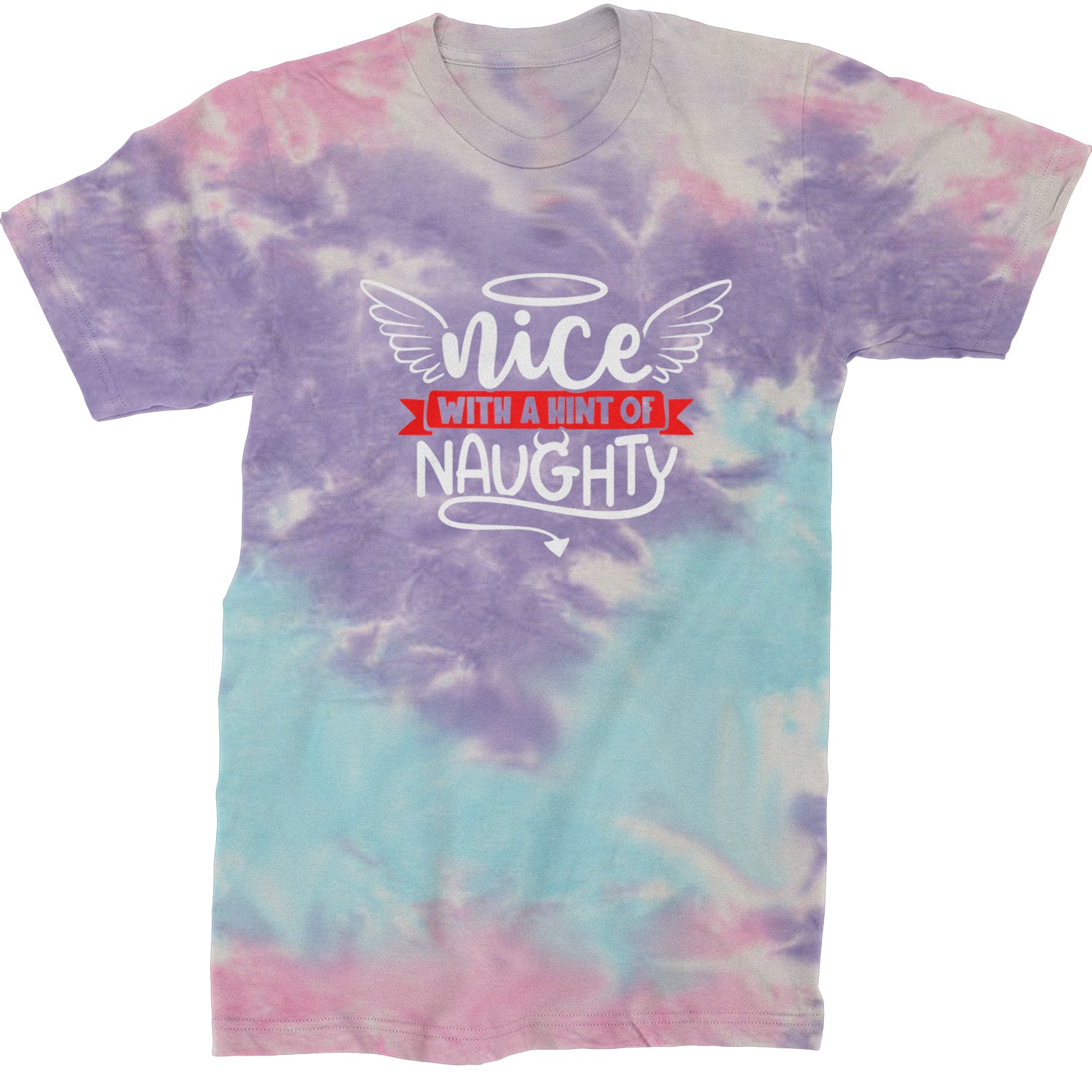 Nice with a Hint of Naughty Christmas Mens T-shirt Tie-Dye Cotton Candy