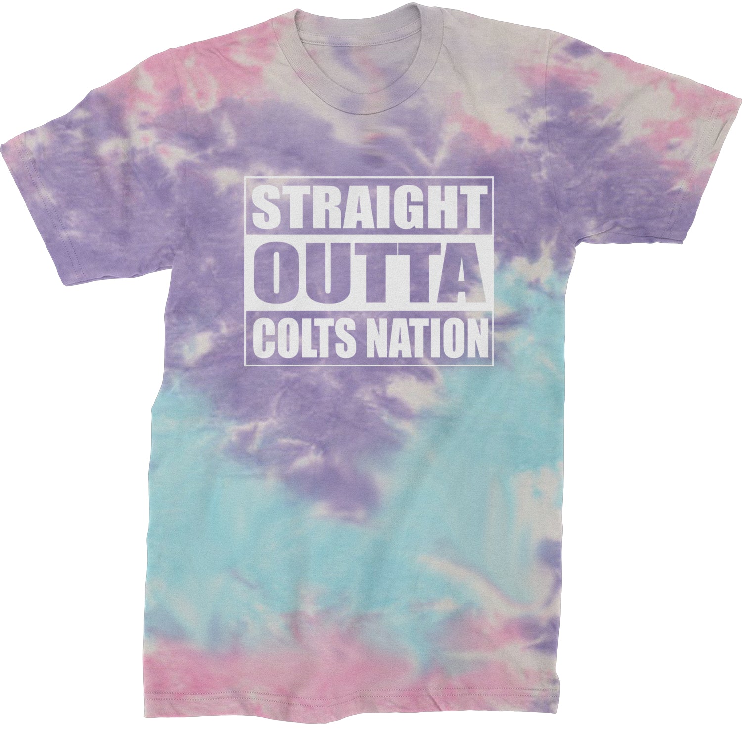 Straight Outta Colts Nation Football  Mens T-shirt Tie-Dye Cotton Candy