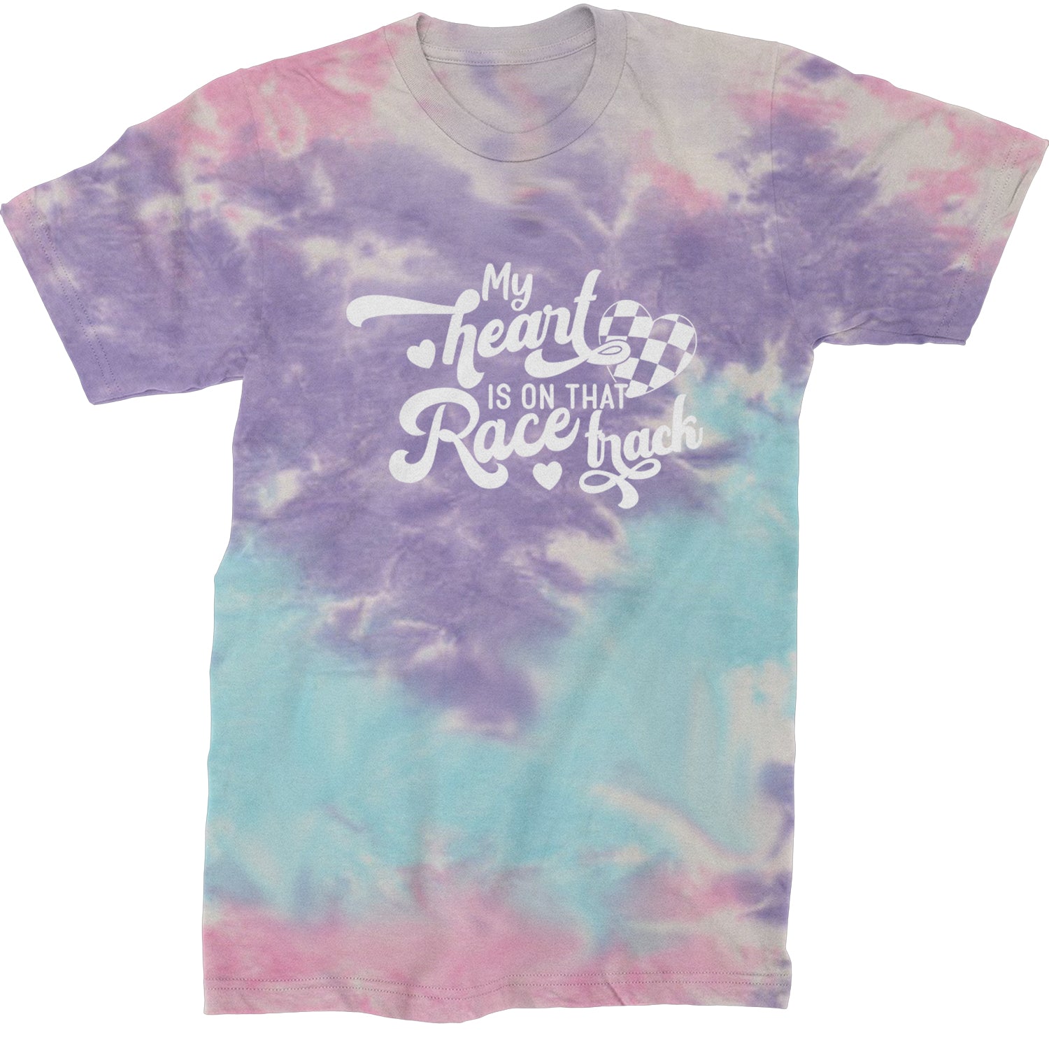 My Heart Is On That Race Track Mens T-shirt Tie-Dye Cotton Candy