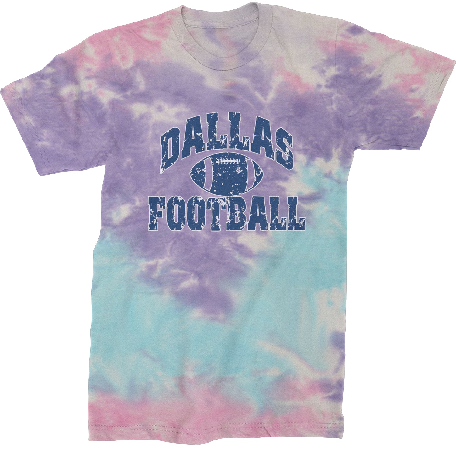 Dallas Distressed Football Mens T-shirt Tie-Dye Cotton Candy