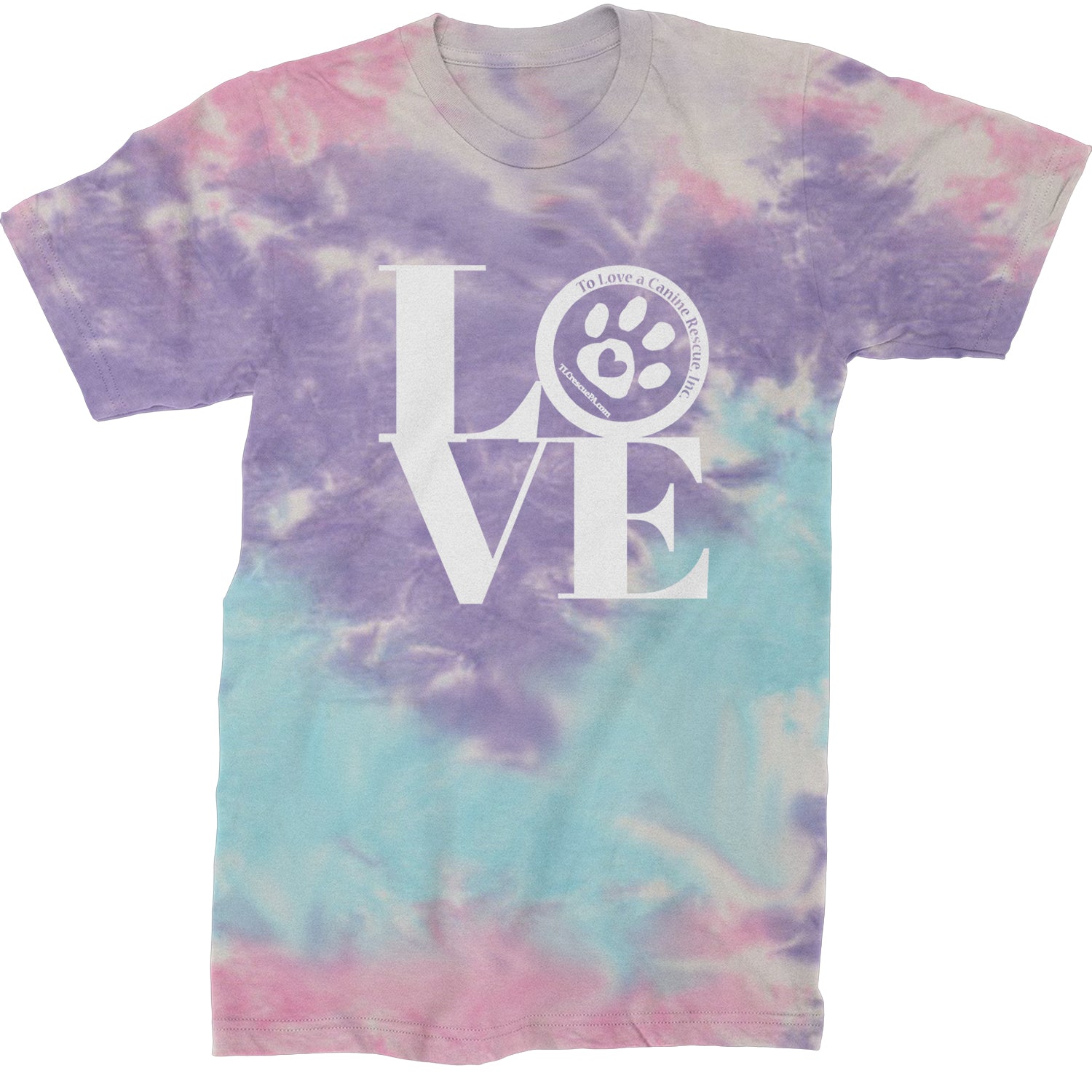 TLC LOVE Dog Rescue Mens T-shirt Tie-Dye Cotton Candy