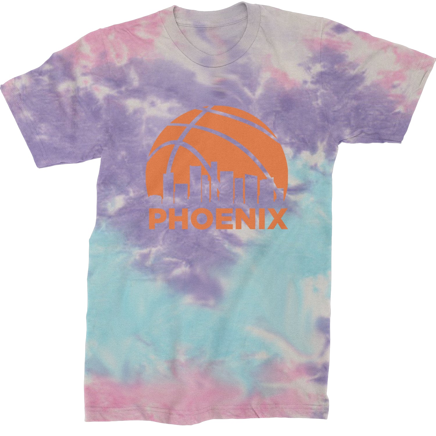 Phoenix Basketball Sunset City Skyline Mens T-shirt Tie-Dye Cotton Candy