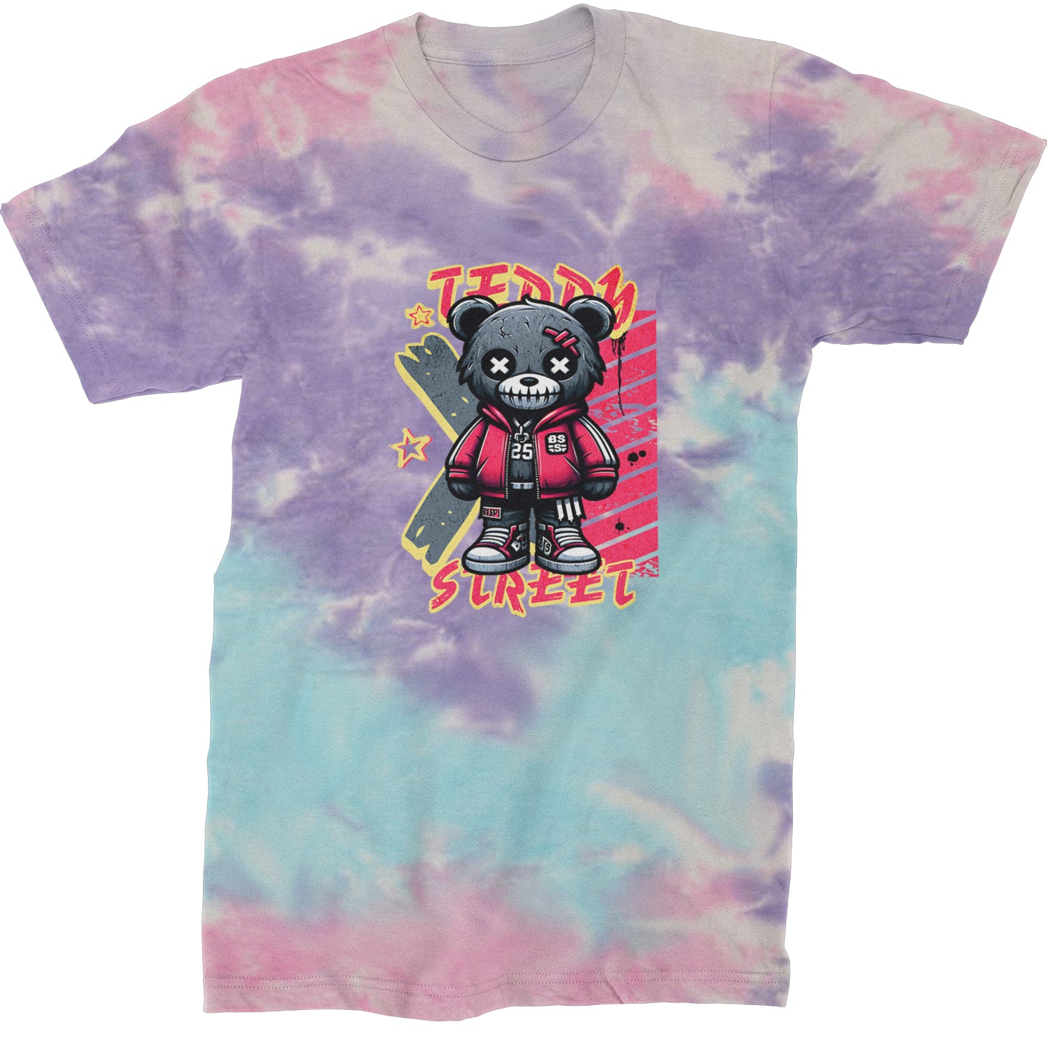 Teddy Attitude Urban Graffiti Bear  Mens T-shirt Tie-Dye Cotton Candy