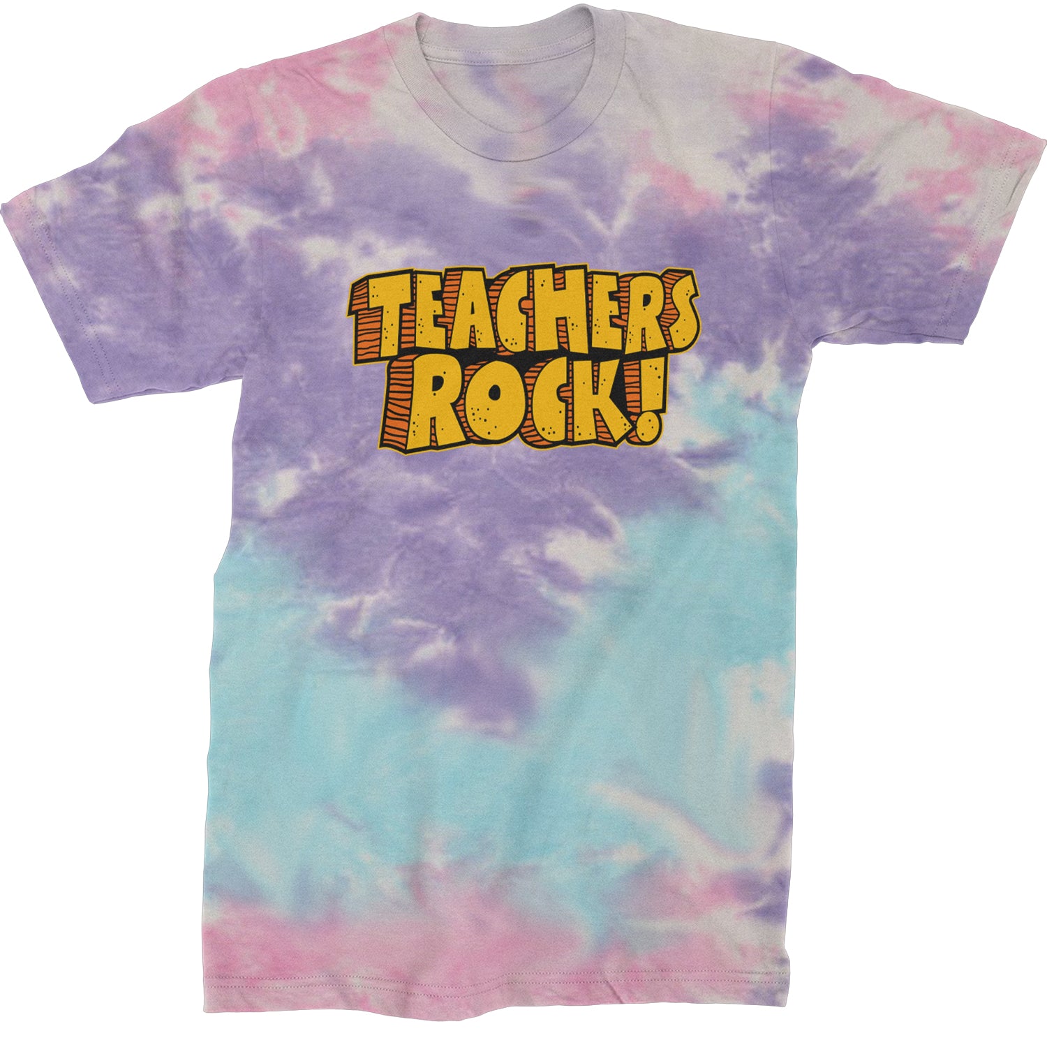 Teachers Rock Retro  Mens T-shirt Tie-Dye Cotton Candy