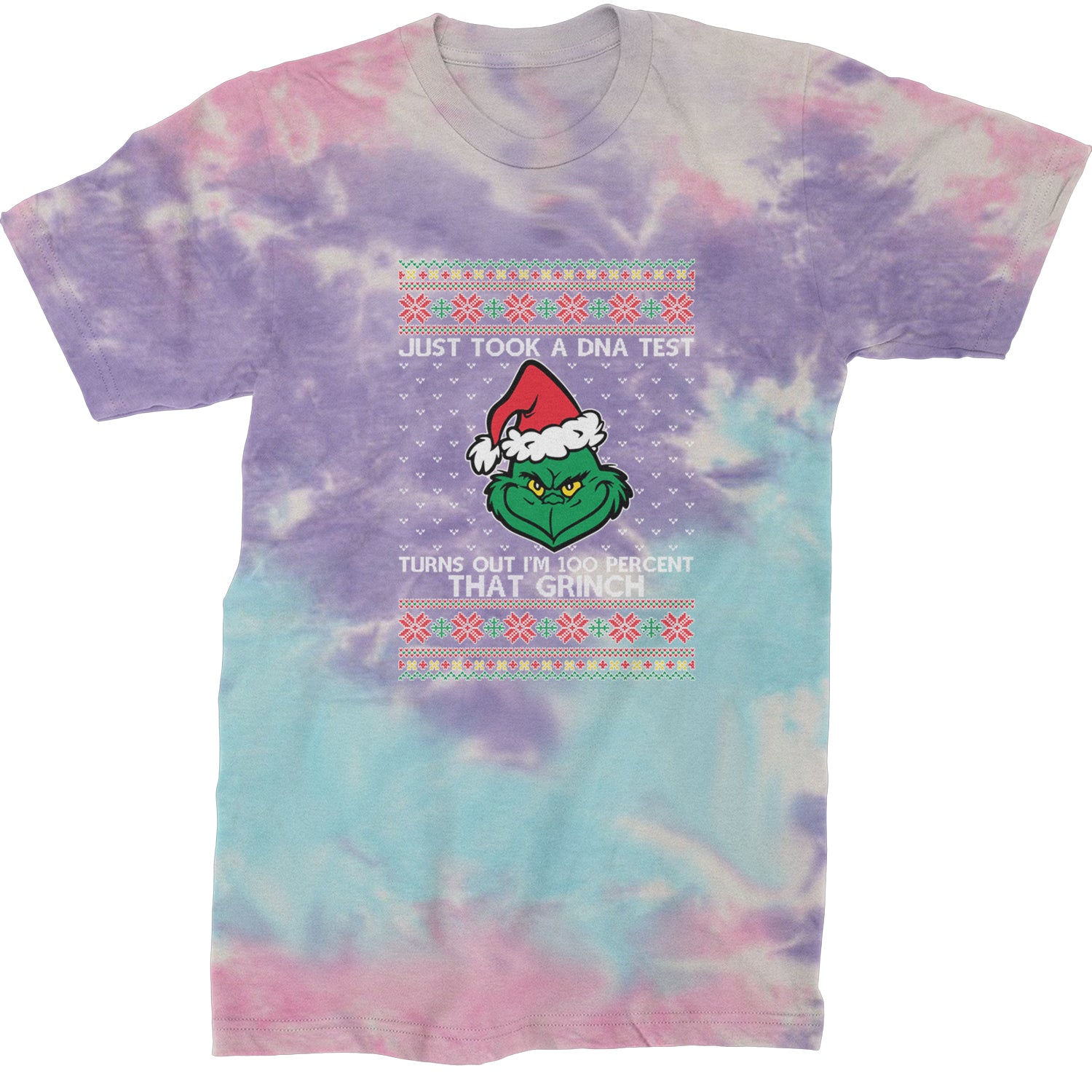 One Hundred Percent That Gr-nch Ugly Christmas Mens T-shirt Tie-Dye Cotton Candy