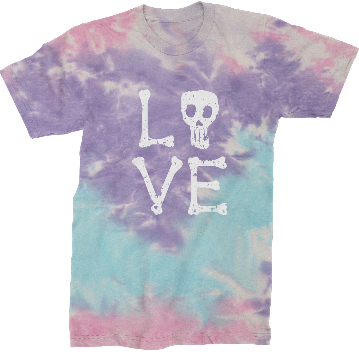 Love Skeleton Bones Mens T-shirt Tie-Dye Cotton Candy