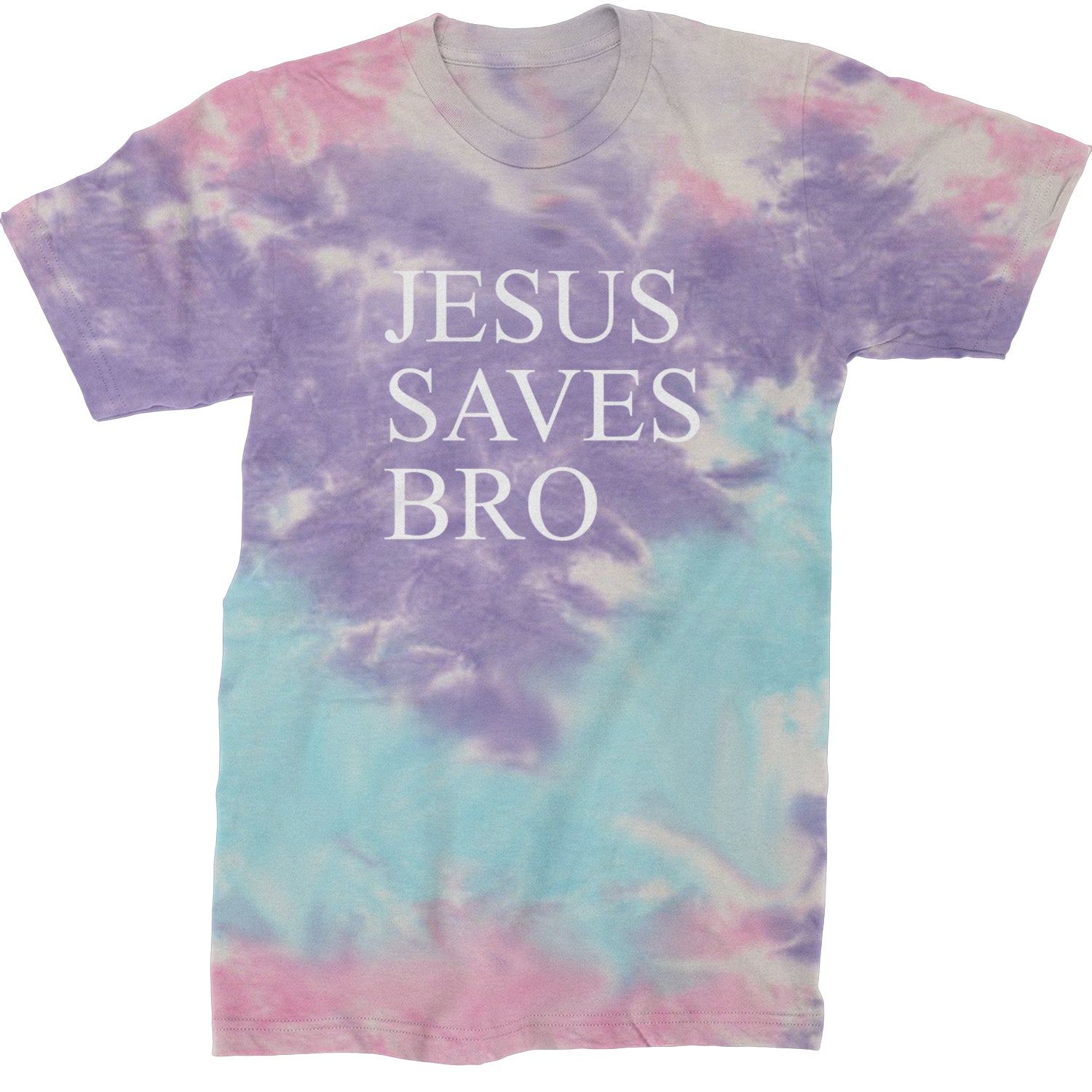 Jesus Saves Bro  Mens T-shirt Tie-Dye Cotton Candy