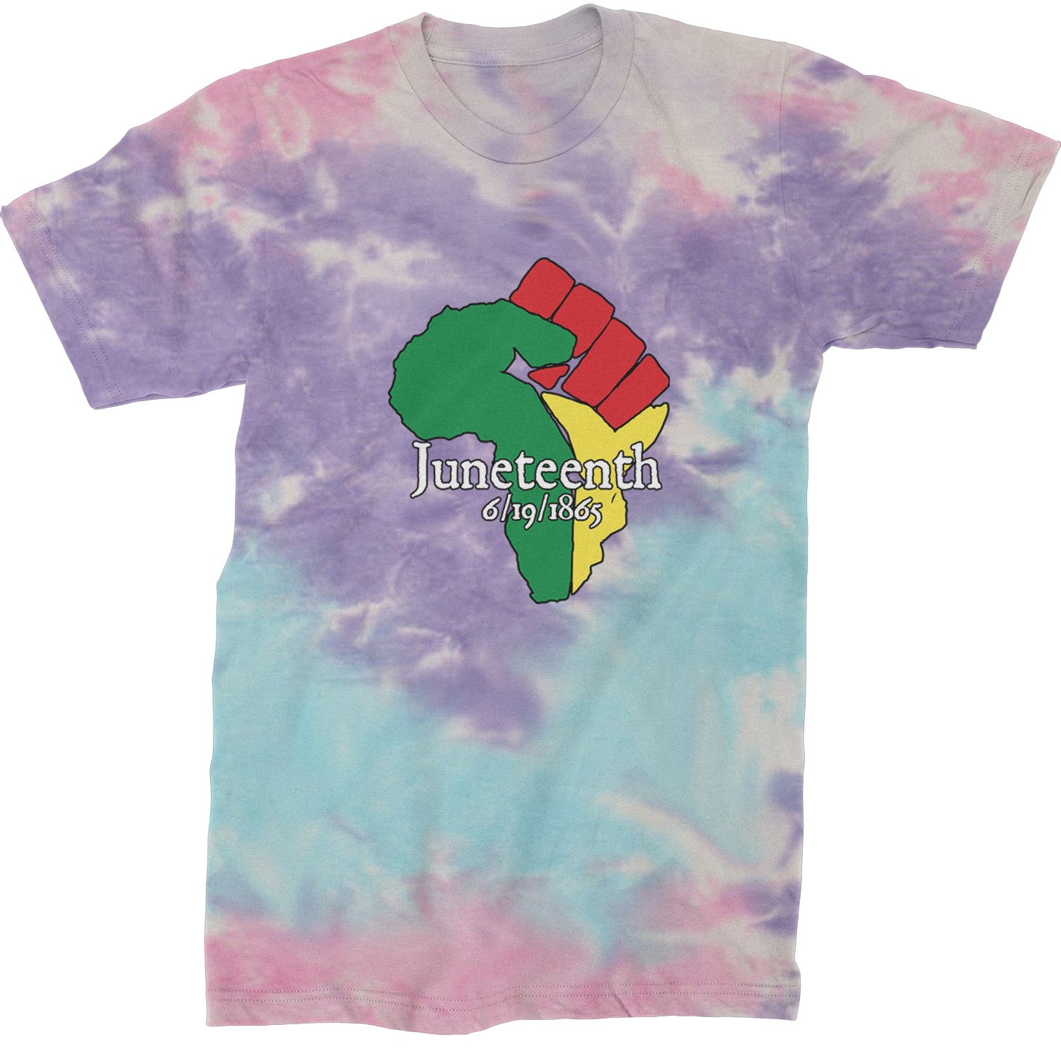 Juneteenth Raised Fist Africa Celebrate Emancipation Day  Mens T-shirt Tie-Dye Cotton Candy