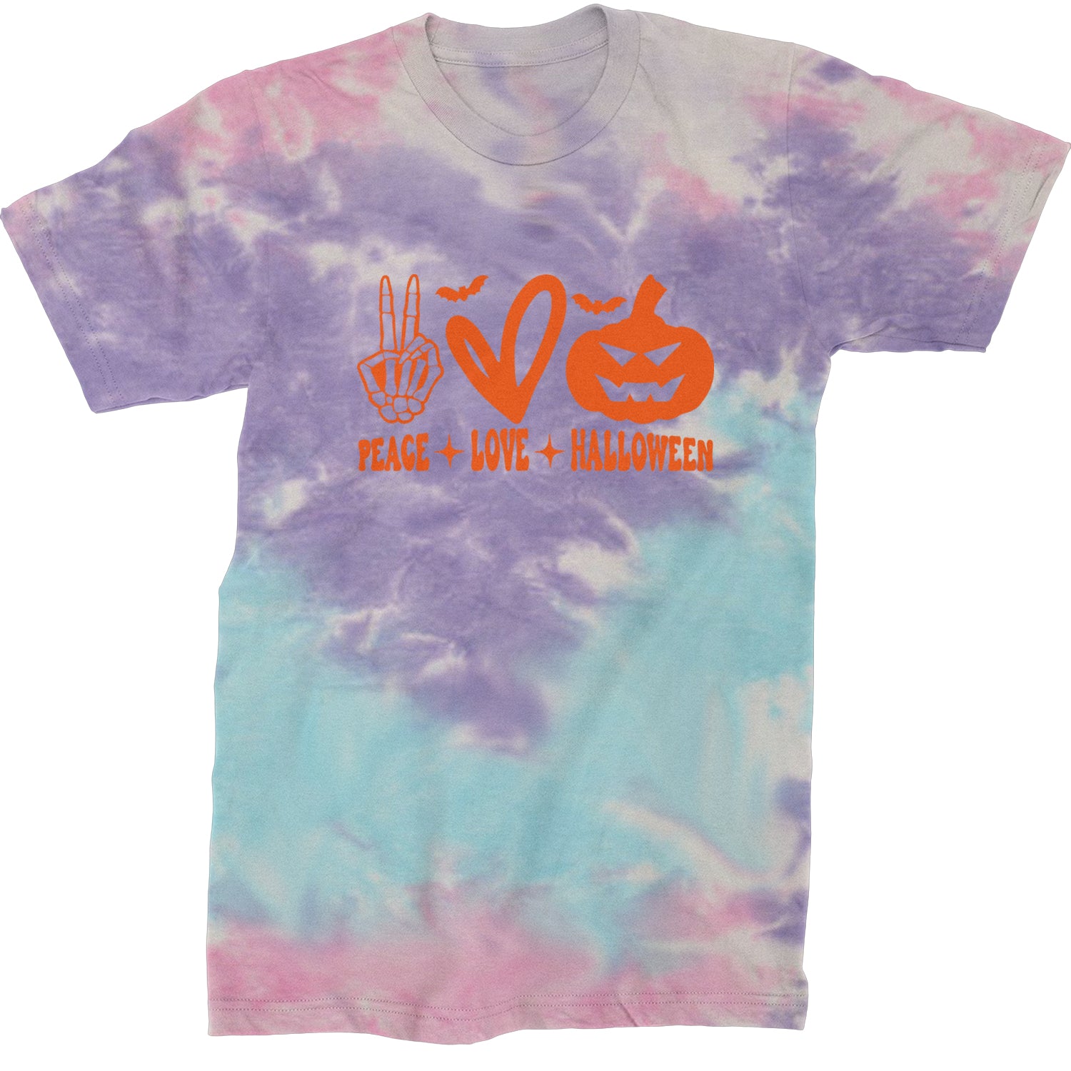 Peace, Love and Halloween Mens T-shirt Tie-Dye Cotton Candy