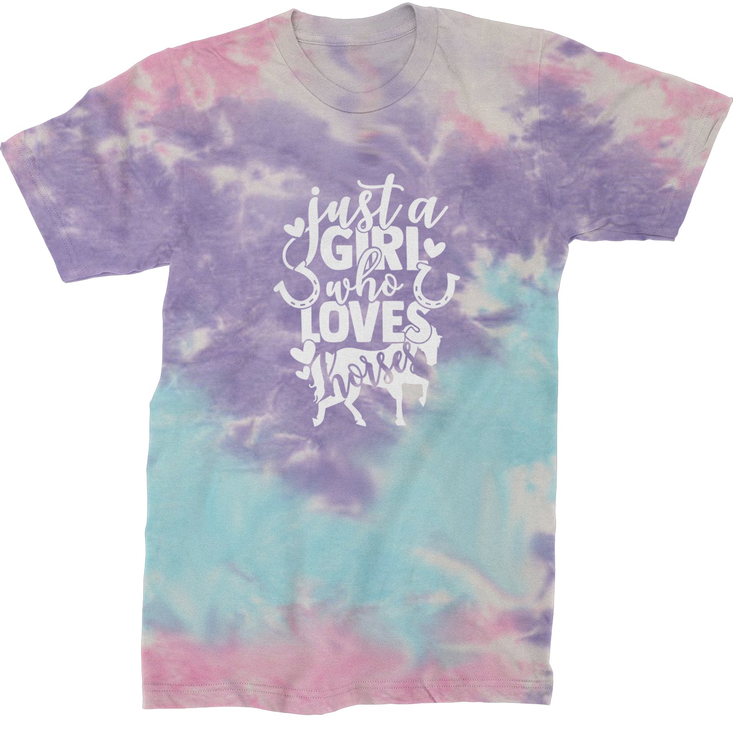 Just A Girl Who Loves Horses Mens T-shirt Tie-Dye Cotton Candy