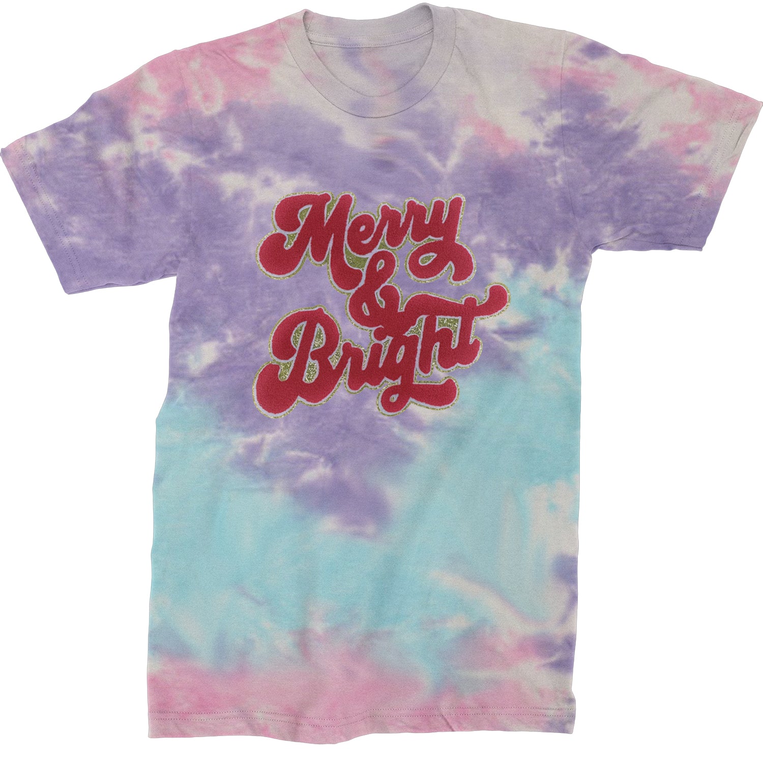 Merry & Bright Chenille Glitter  Mens T-shirt Tie-Dye Cotton Candy