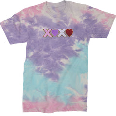 XOXO Chenille Patch Valentines Days  Mens T-shirt Tie-Dye Cotton Candy