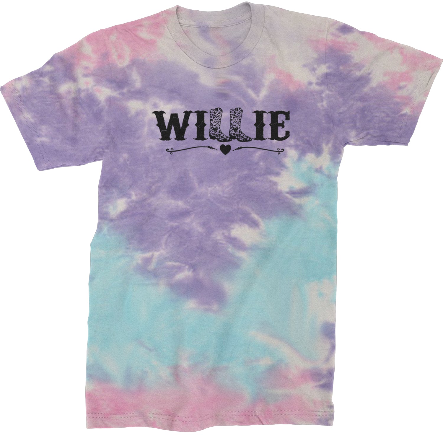 Willie Cowboy Boots Hippy Country Music Mens T-shirt Tie-Dye Cotton Candy