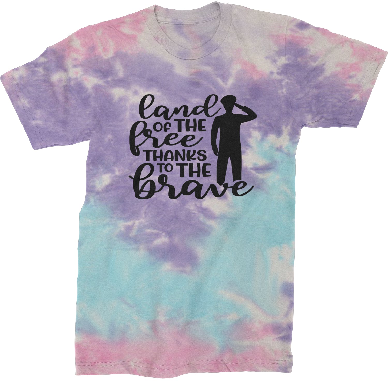 Land Of The Free Thanks To The Brave Veterans Mens T-shirt Tie-Dye Cotton Candy