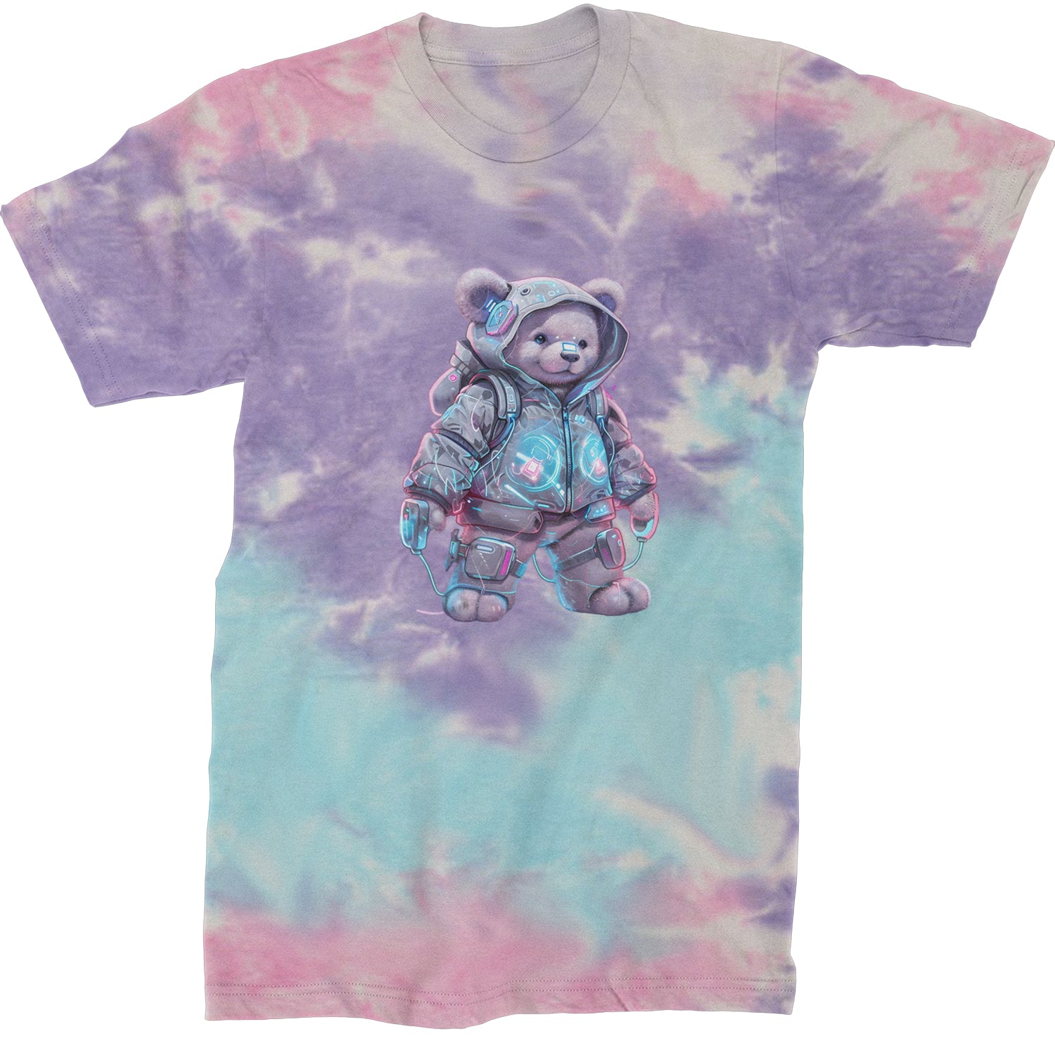 Cyberpunk Adventure Urban Graffiti Bear  Mens T-shirt Tie-Dye Cotton Candy