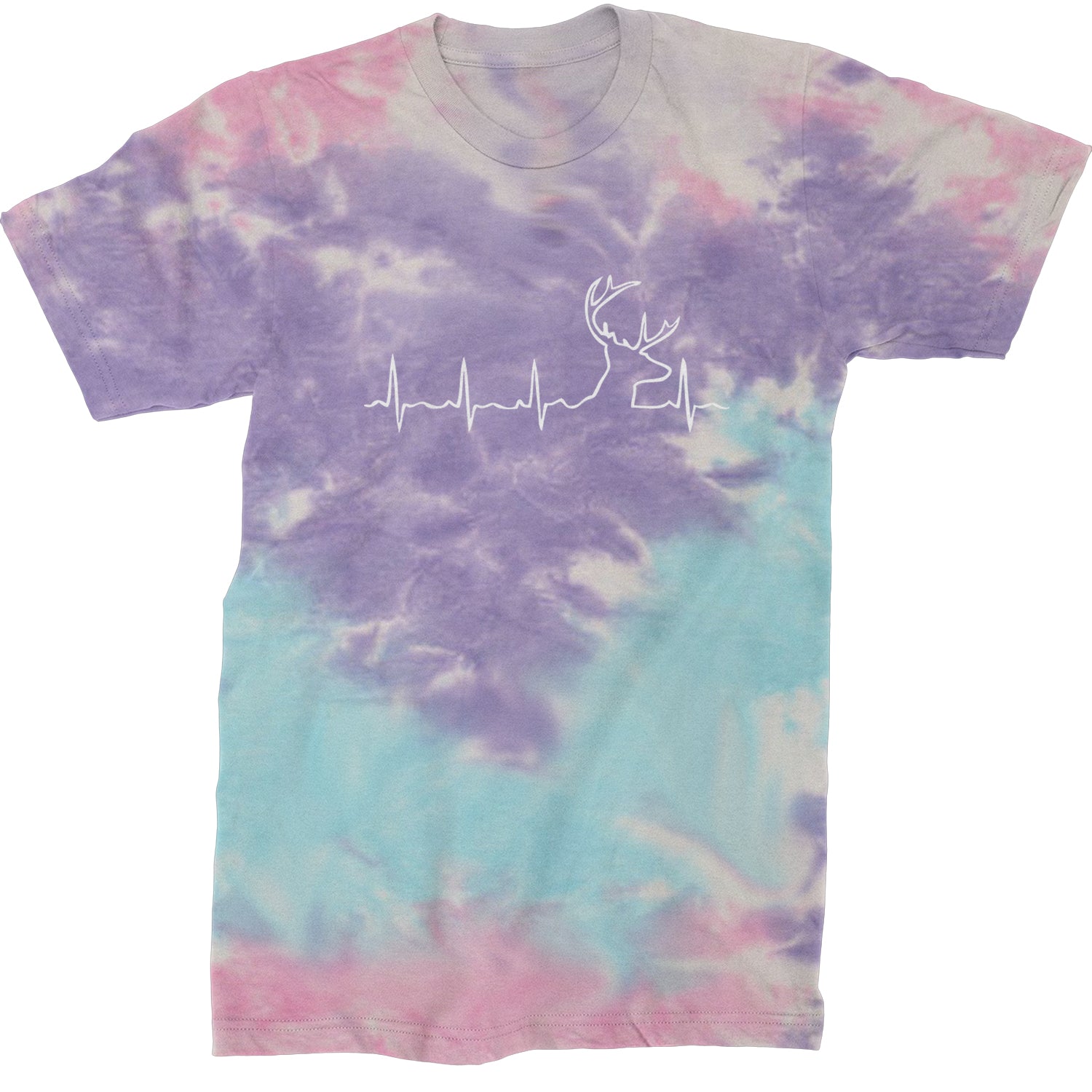 Hunting Heartbeat Deer Hunter Buck Stag Antlers  Mens T-shirt Tie-Dye Cotton Candy