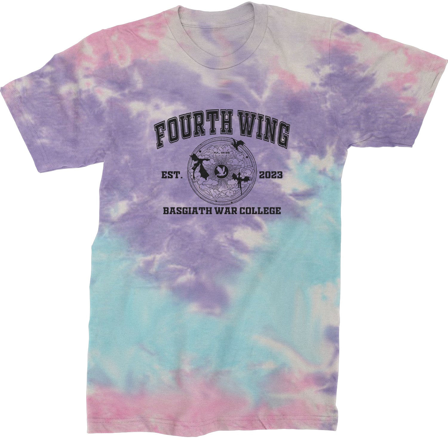 Fourth Wing Basgiath War College Mens T-shirt Tie-Dye Cotton Candy