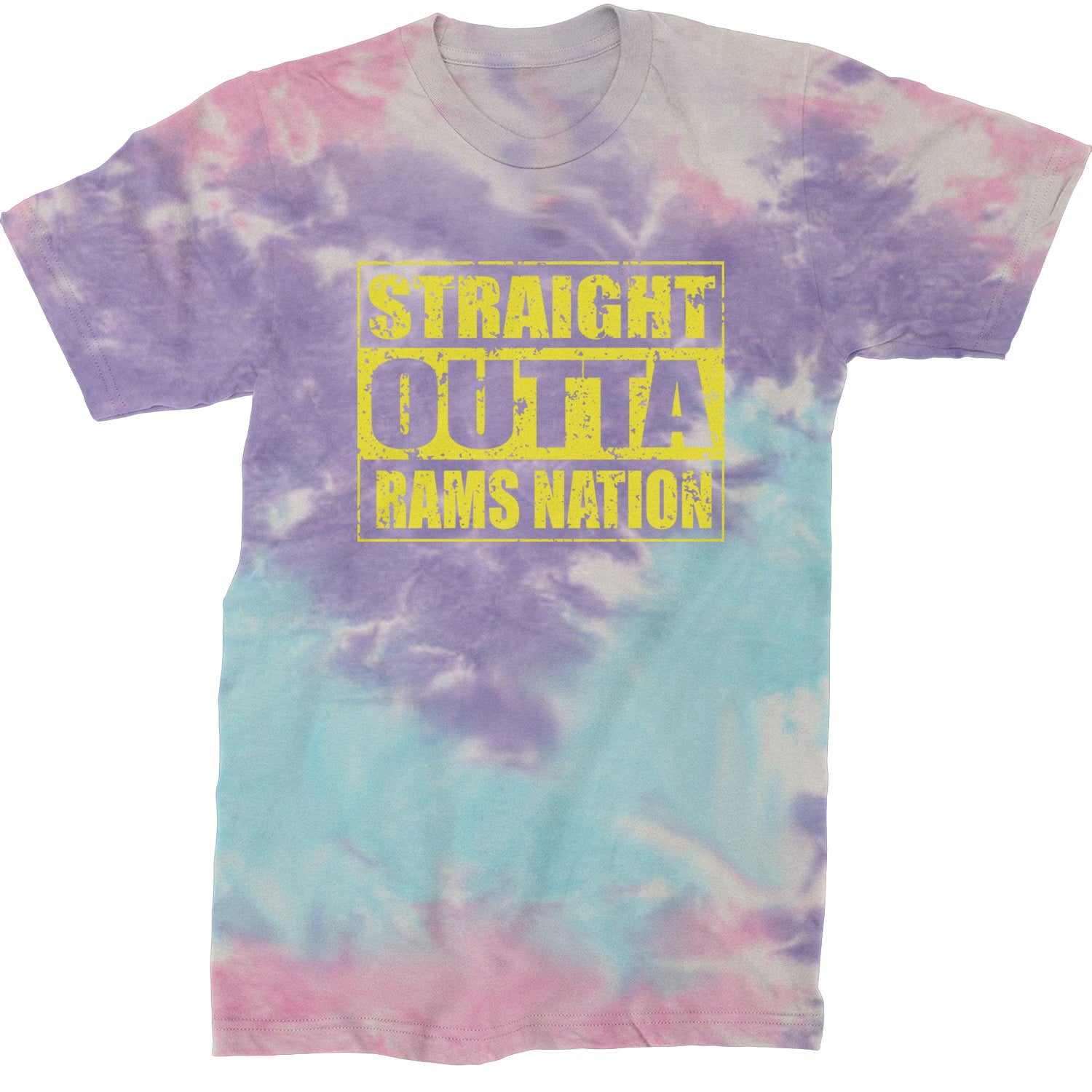 Straight Outta Rams Nation   Mens T-shirt Tie-Dye Cotton Candy