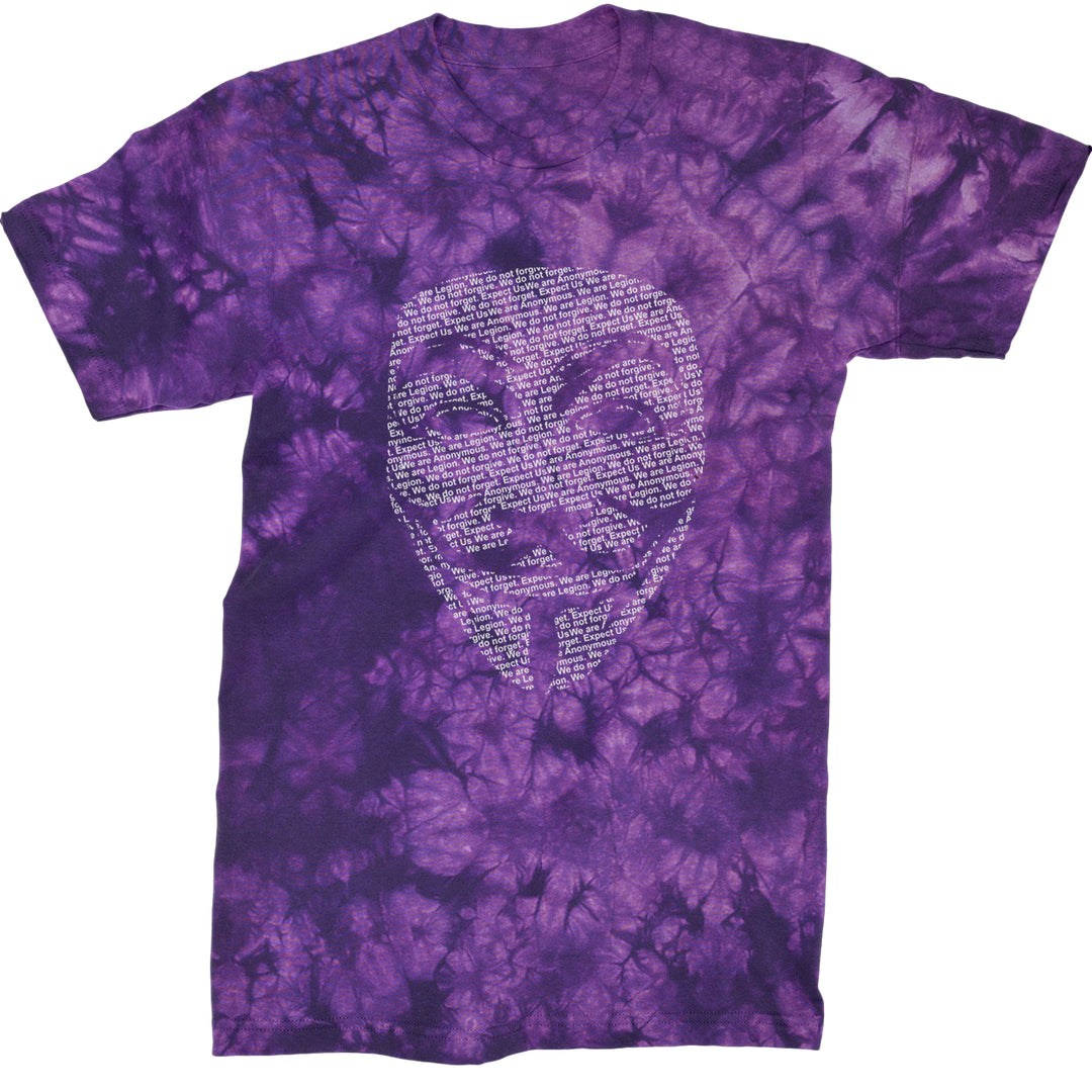V For Vendetta Anonymous Mask Mens T-shirt Tie-Dye Crystal Purple