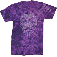 V For Vendetta Anonymous Mask Mens T-shirt Tie-Dye Crystal Purple