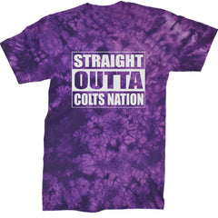 Straight Outta Colts Nation Football  Mens T-shirt Tie-Dye Crystal Purple