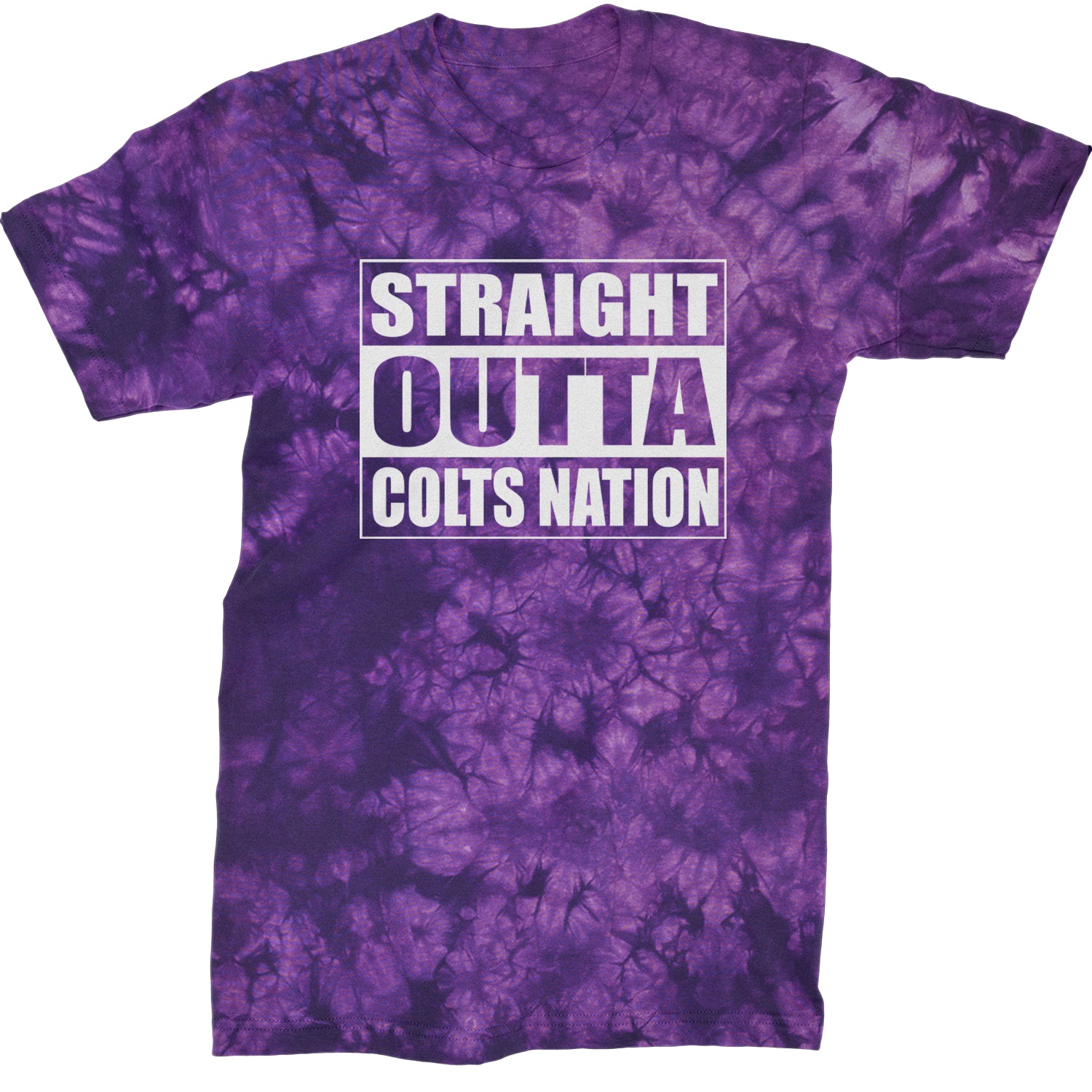 Straight Outta Colts Nation Football  Mens T-shirt Tie-Dye Crystal Purple