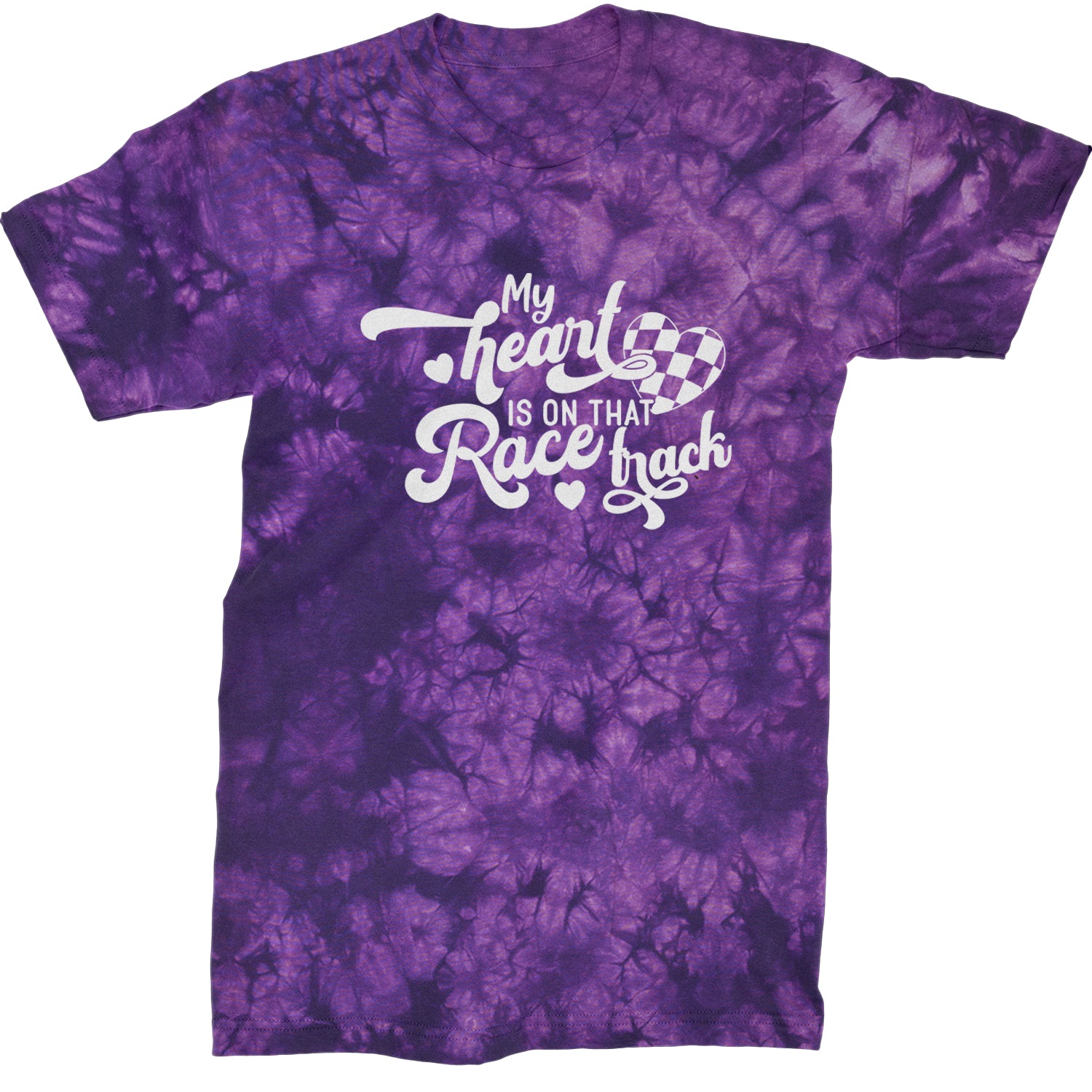 My Heart Is On That Race Track Mens T-shirt Tie-Dye Crystal Purple