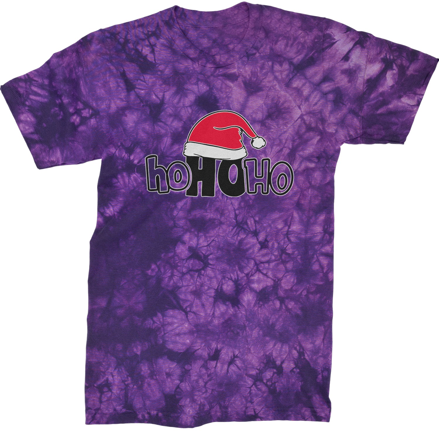 Ho Ho Ho Santa Christmas Hat  Mens T-shirt Tie-Dye Crystal Purple