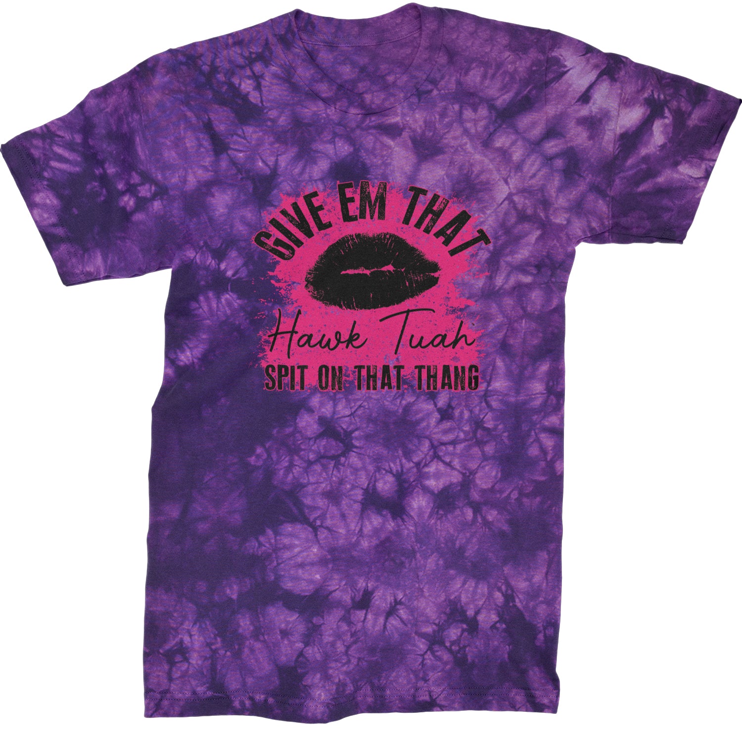 Give 'Em Hawk Tuah Spit On That Thang Mens T-shirt Tie-Dye Crystal Purple