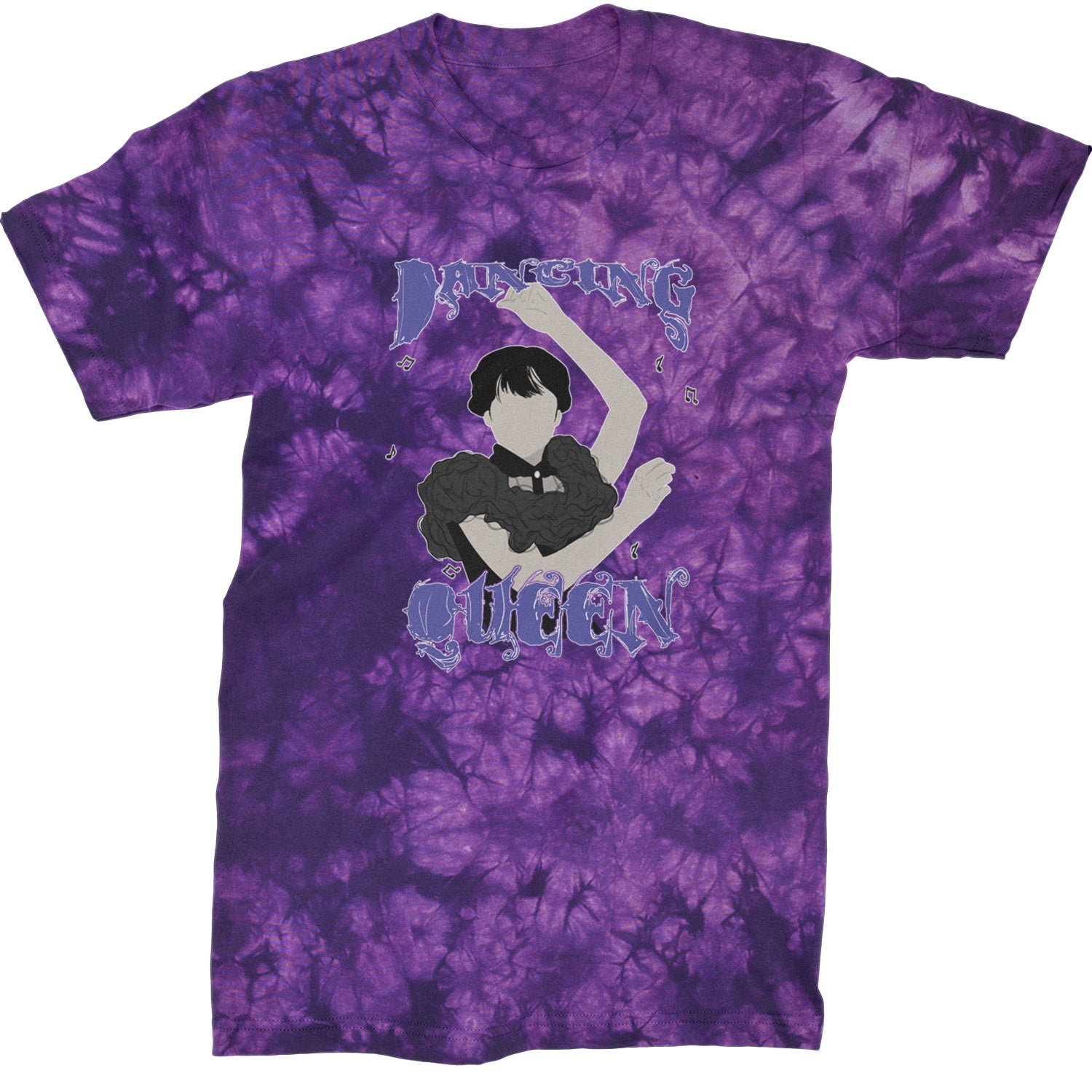 Wednesday Dancing Queen Mens T-shirt Tie-Dye Crystal Purple