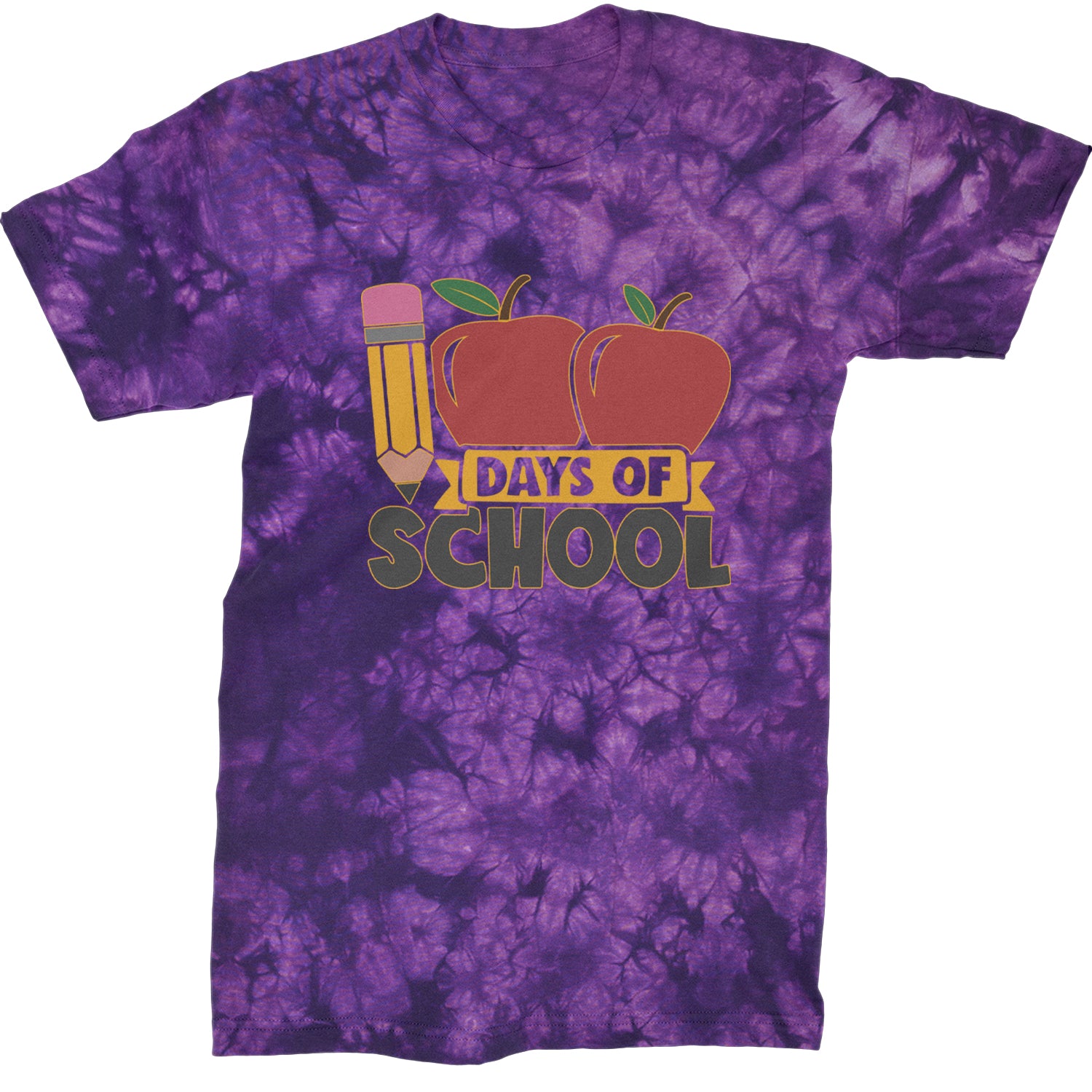 100 Days Of School Apple Pencil  Mens T-shirt Tie-Dye Crystal Purple