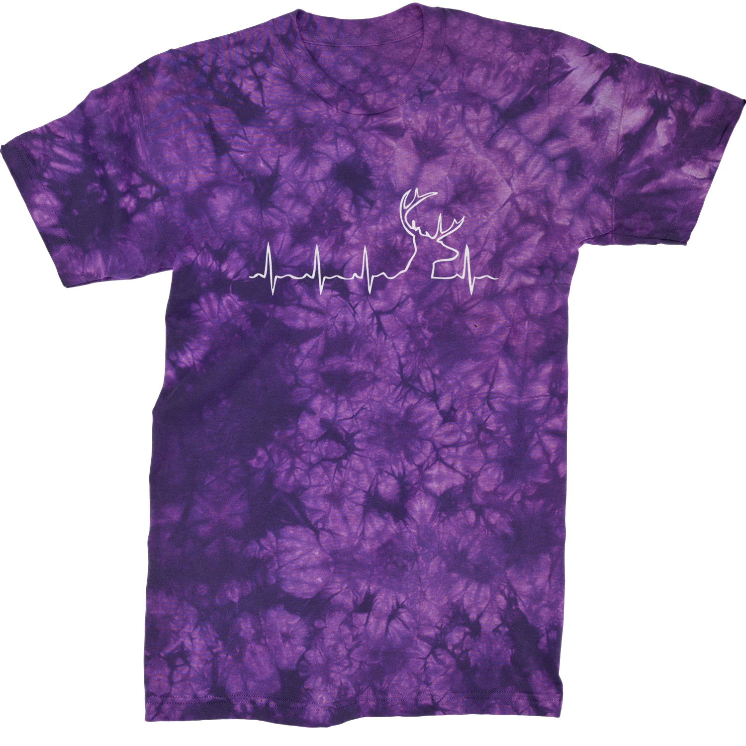 Hunting Heartbeat Deer Hunter Buck Stag Antlers  Mens T-shirt Tie-Dye Crystal Purple