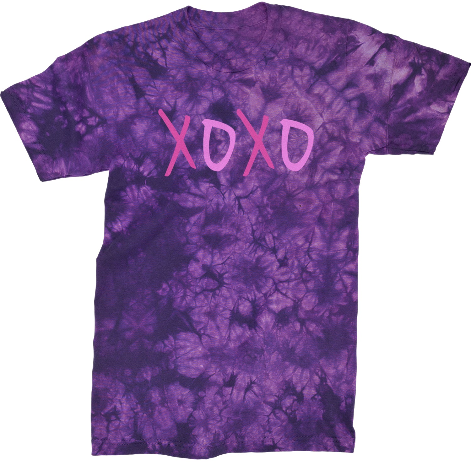 XOXO Pink Print  Mens T-shirt Tie-Dye Crystal Purple