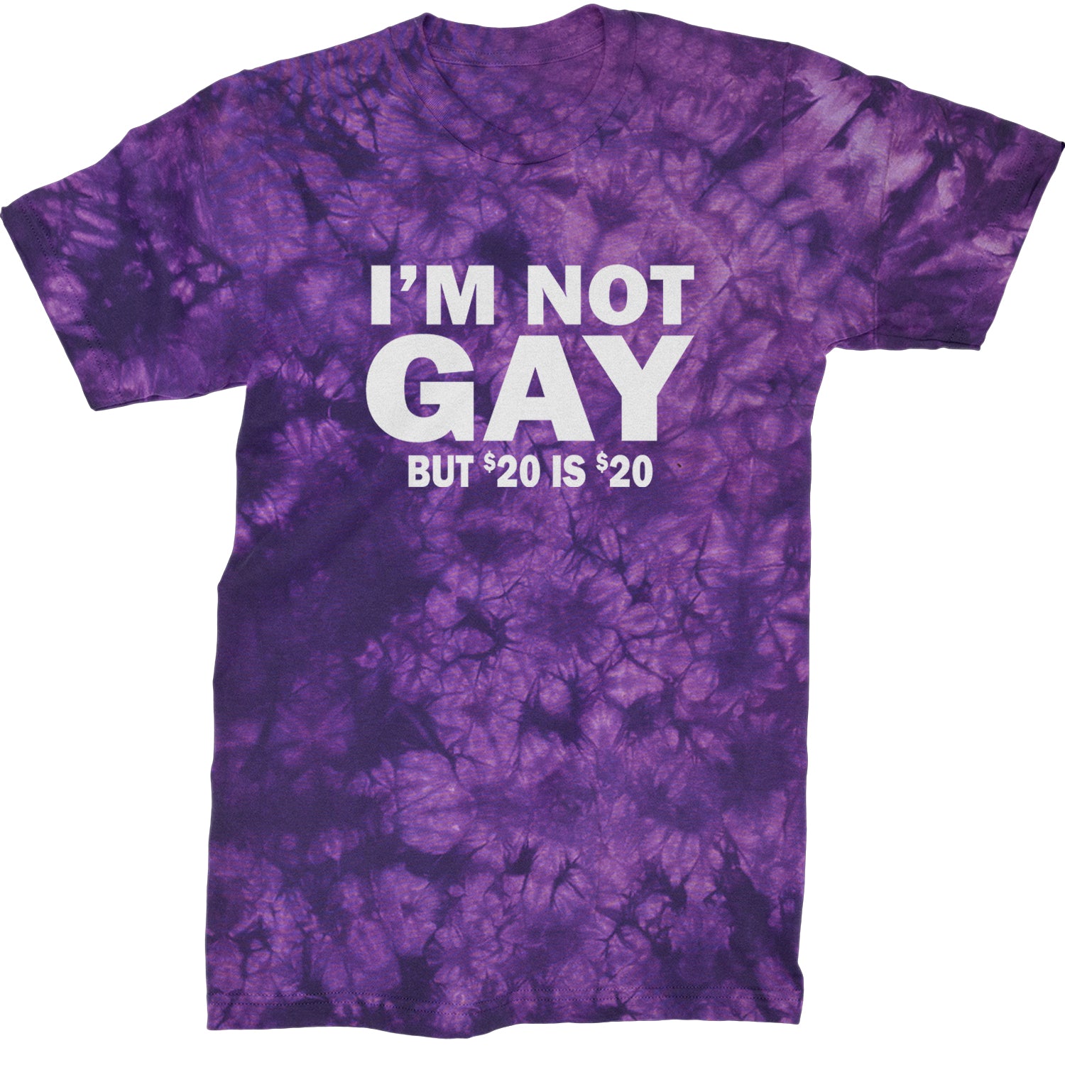 I'm Not Gay, But $20 Bucks is $20 Bucks Mens T-shirt Tie-Dye Crystal Purple