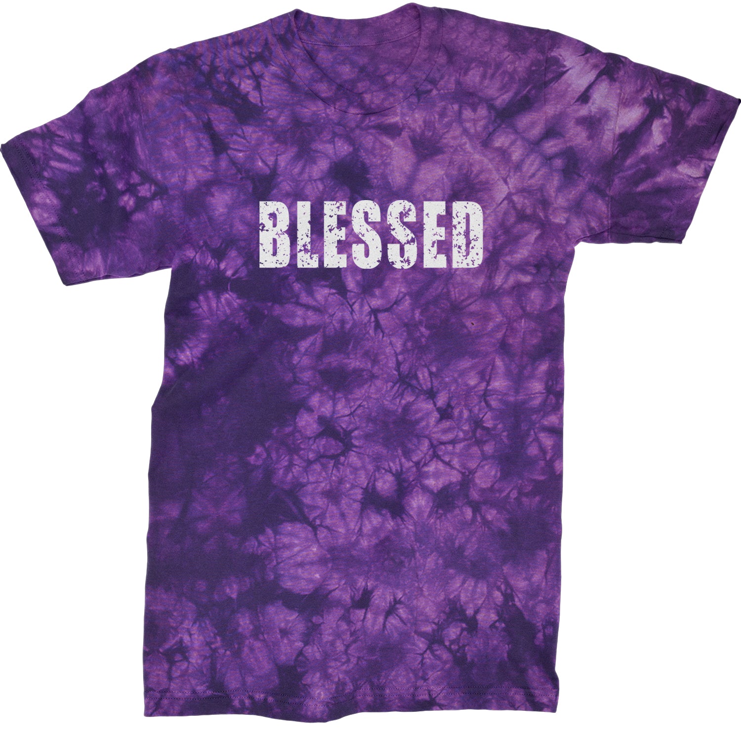 Blessed Religious Grateful Thankful Mens T-shirt Tie-Dye Crystal Purple