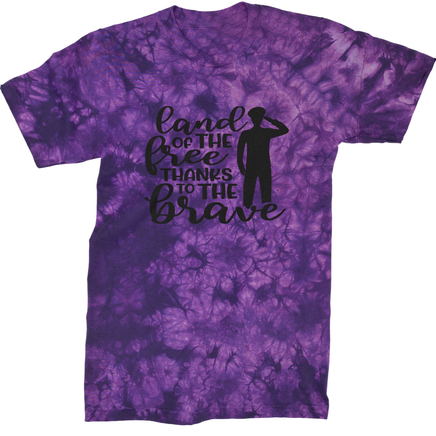 Land Of The Free Thanks To The Brave Veterans Mens T-shirt Tie-Dye Crystal Purple