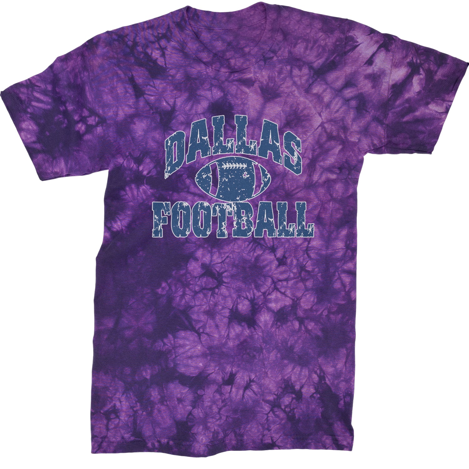 Dallas Distressed Football Mens T-shirt Tie-Dye Crystal Purple