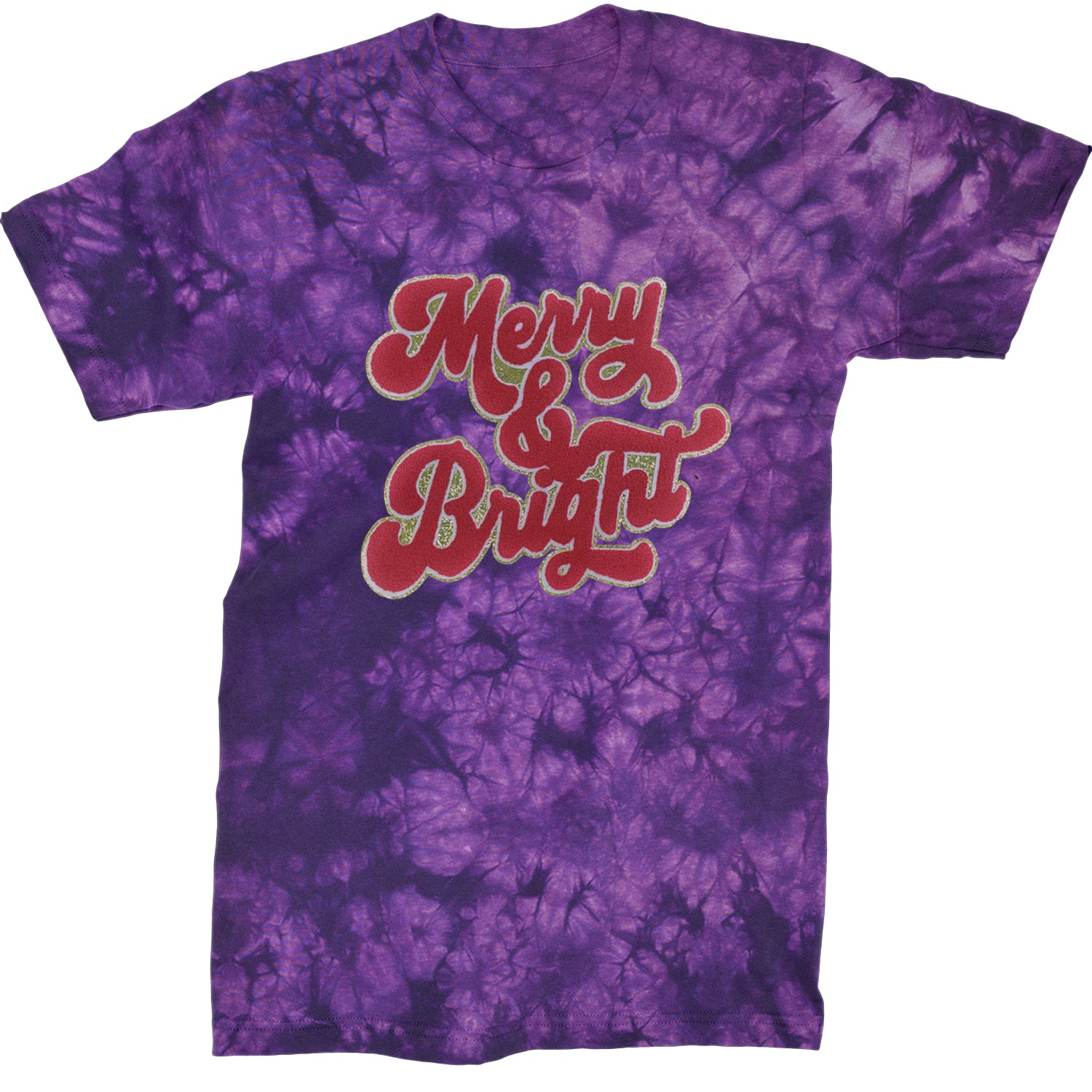 Merry & Bright Chenille Glitter  Mens T-shirt Tie-Dye Crystal Purple