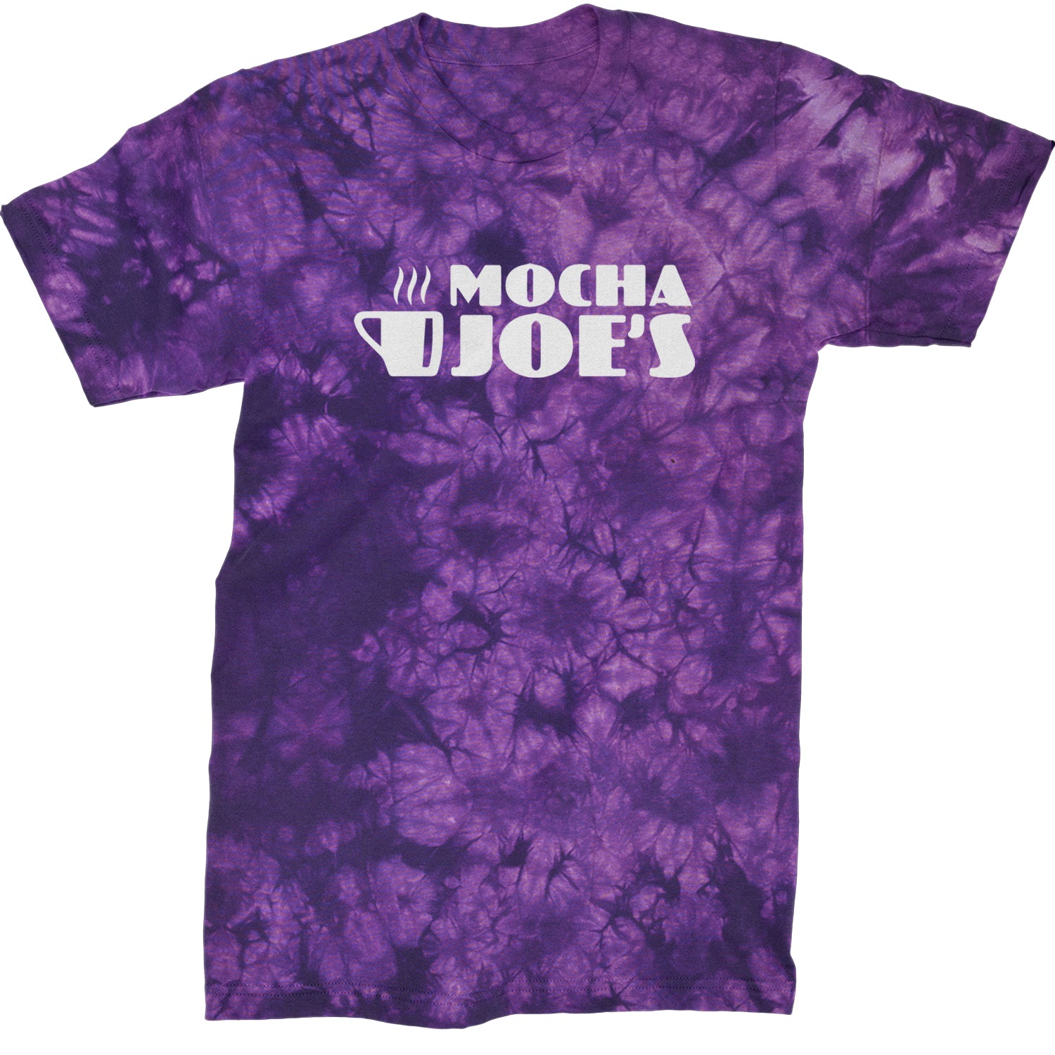 Mocha Joe's Enthusiastic Coffee Mens T-shirt Tie-Dye Crystal Purple