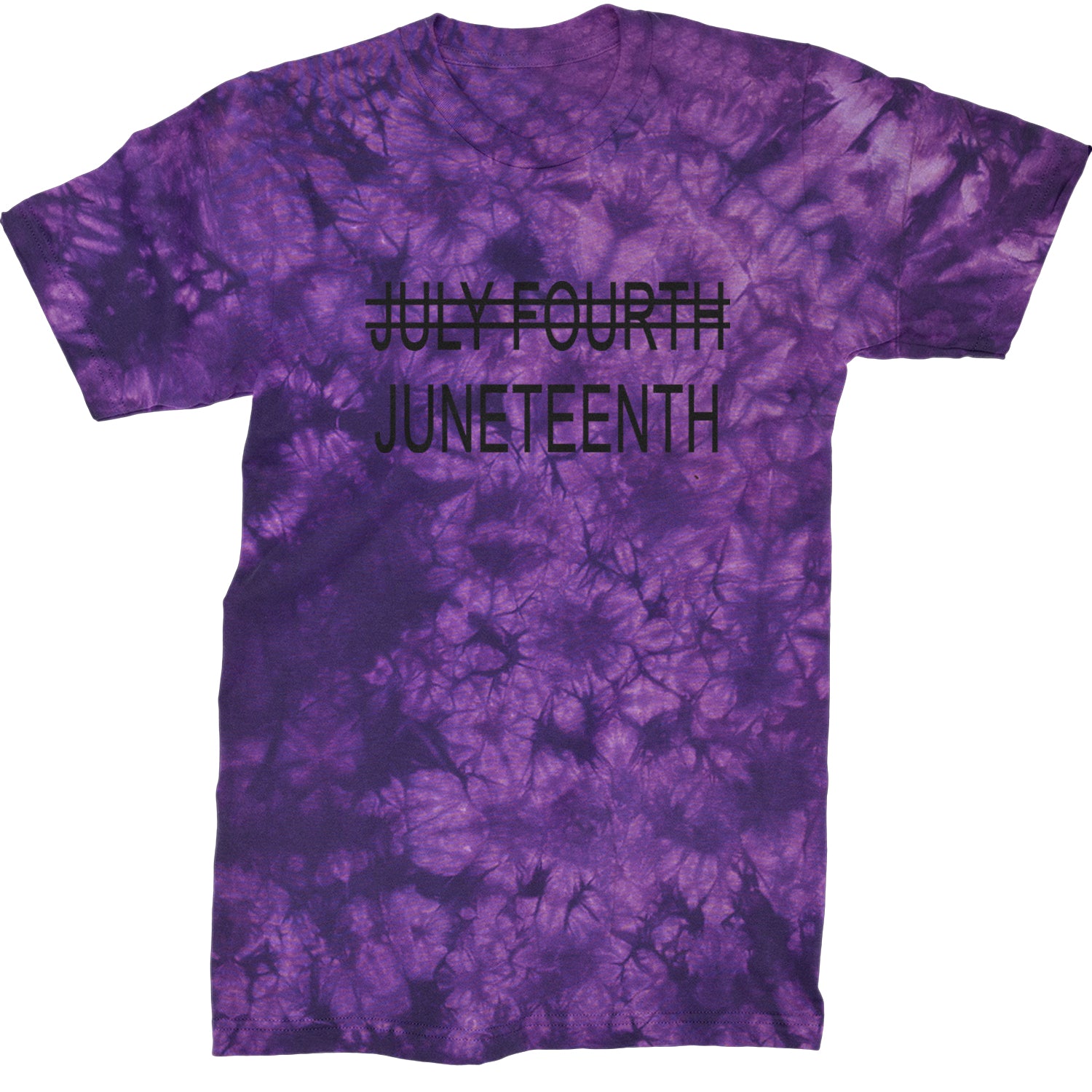 Juneteenth (July Fourth Crossed Out) Jubilee Mens T-shirt Tie-Dye Crystal Purple