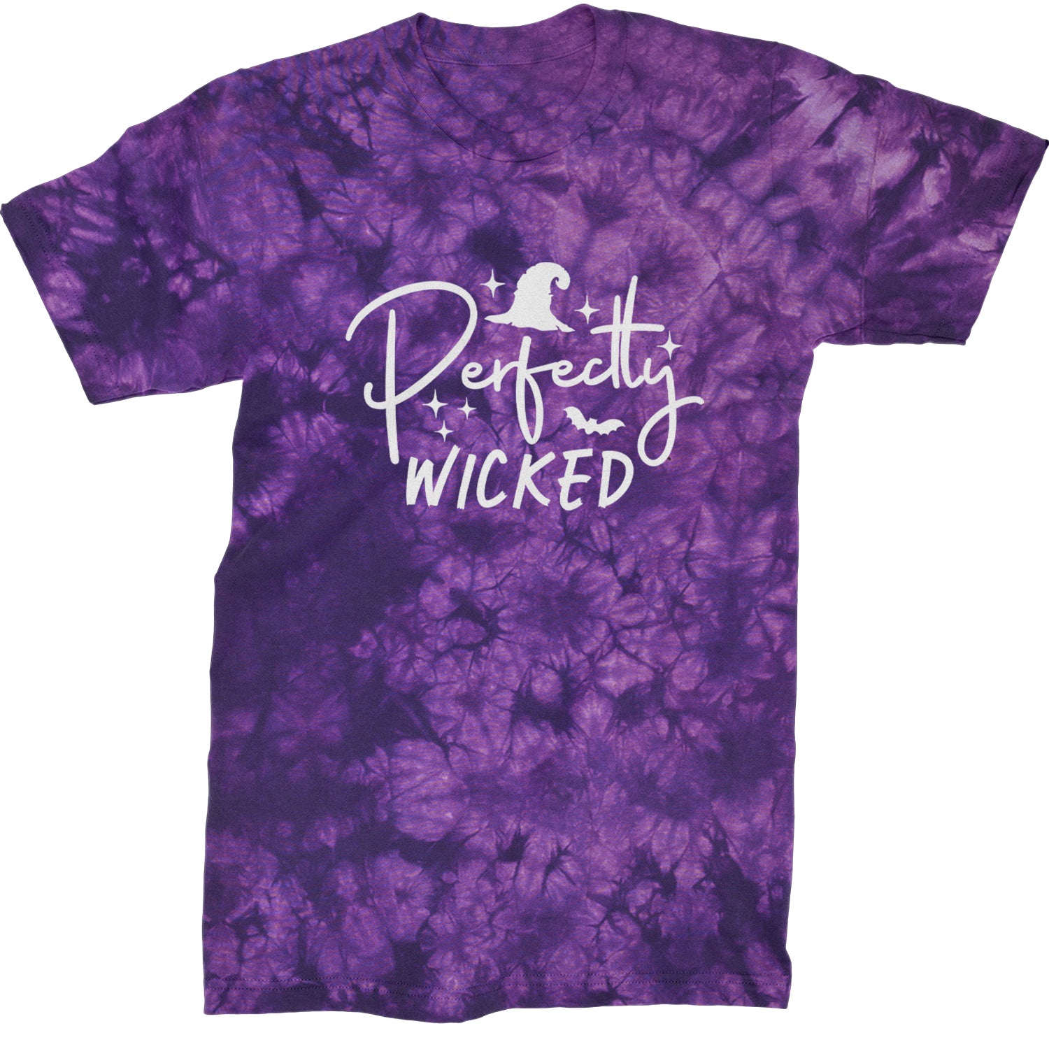 Perfectly Wicked Witchy Halloween Mens T-shirt Tie-Dye Crystal Purple