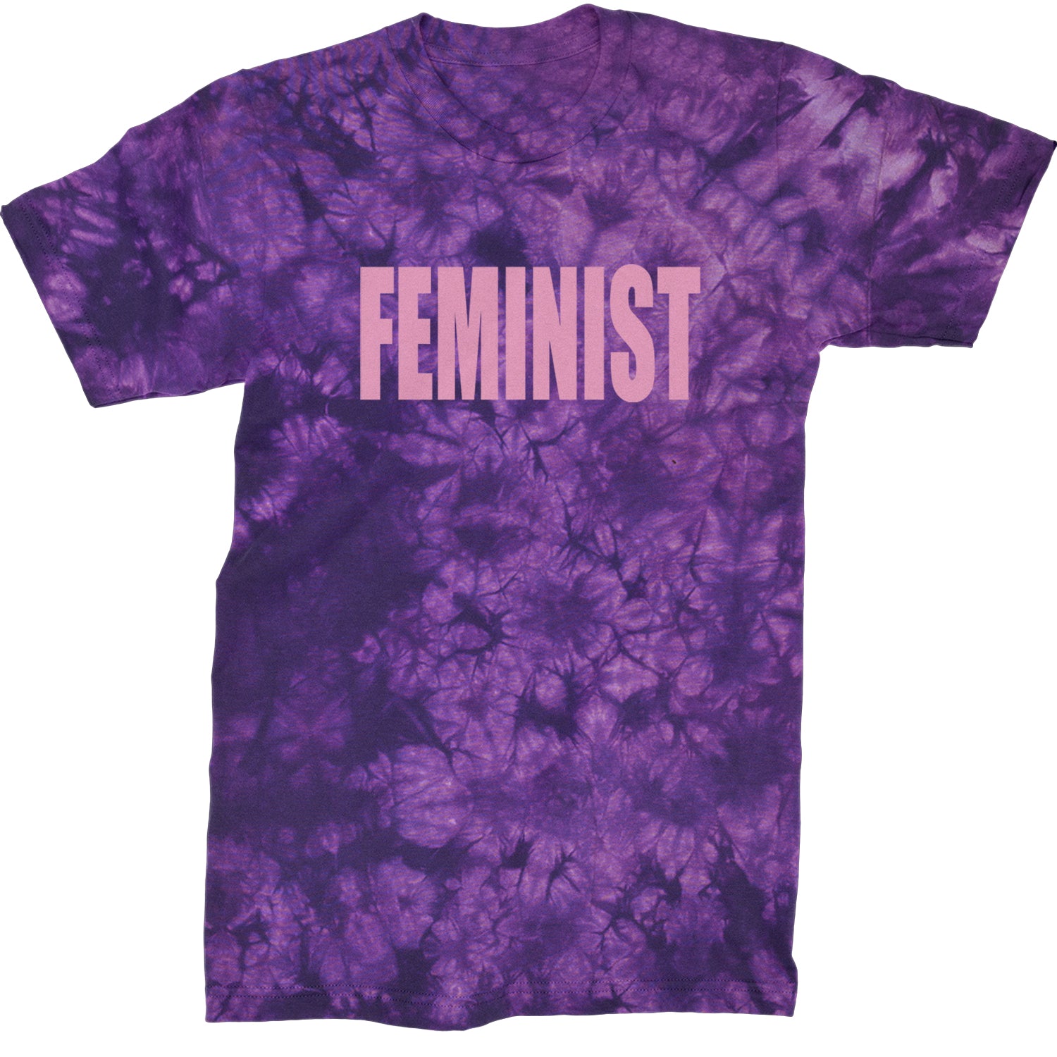 Feminist (Pink Print) Mens T-shirt Tie-Dye Crystal Purple