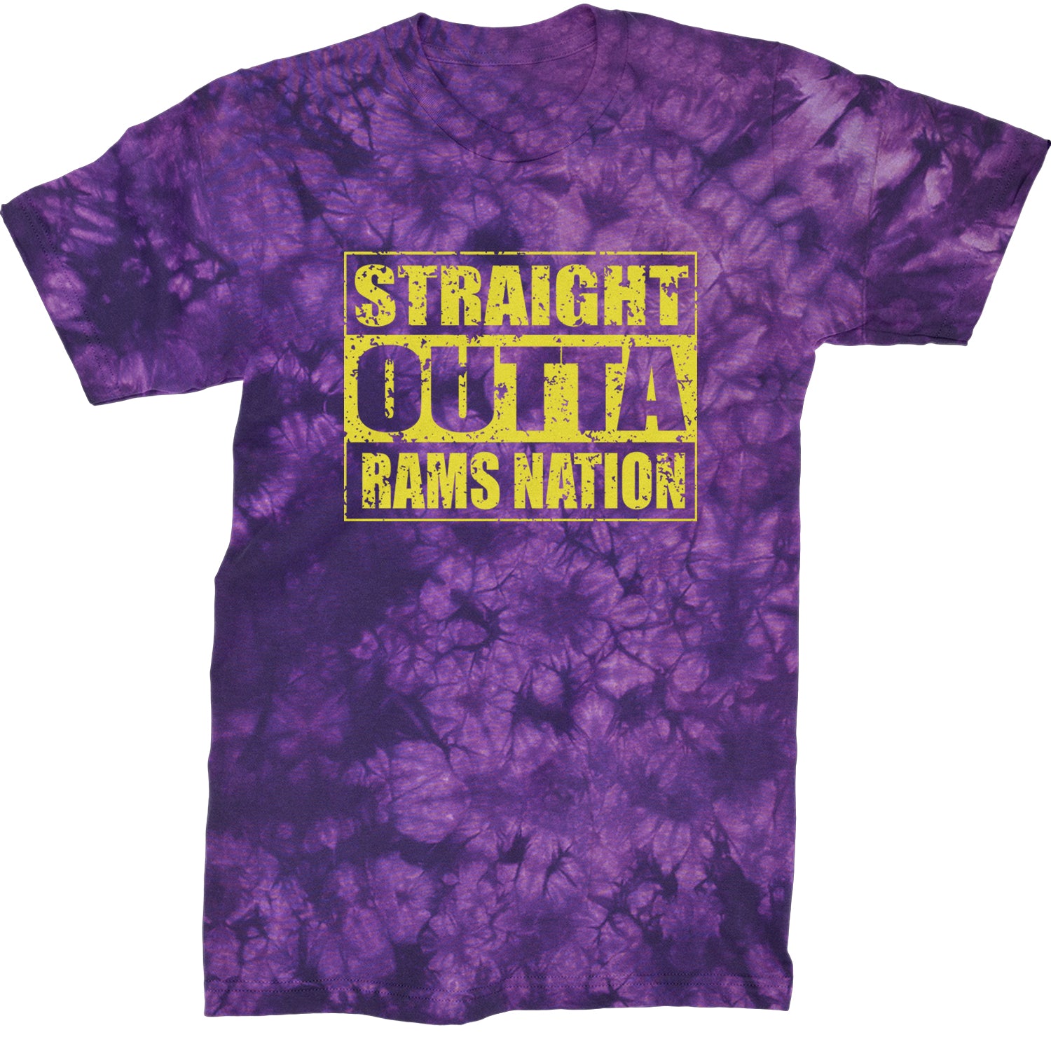 Straight Outta Rams Nation   Mens T-shirt Tie-Dye Crystal Purple