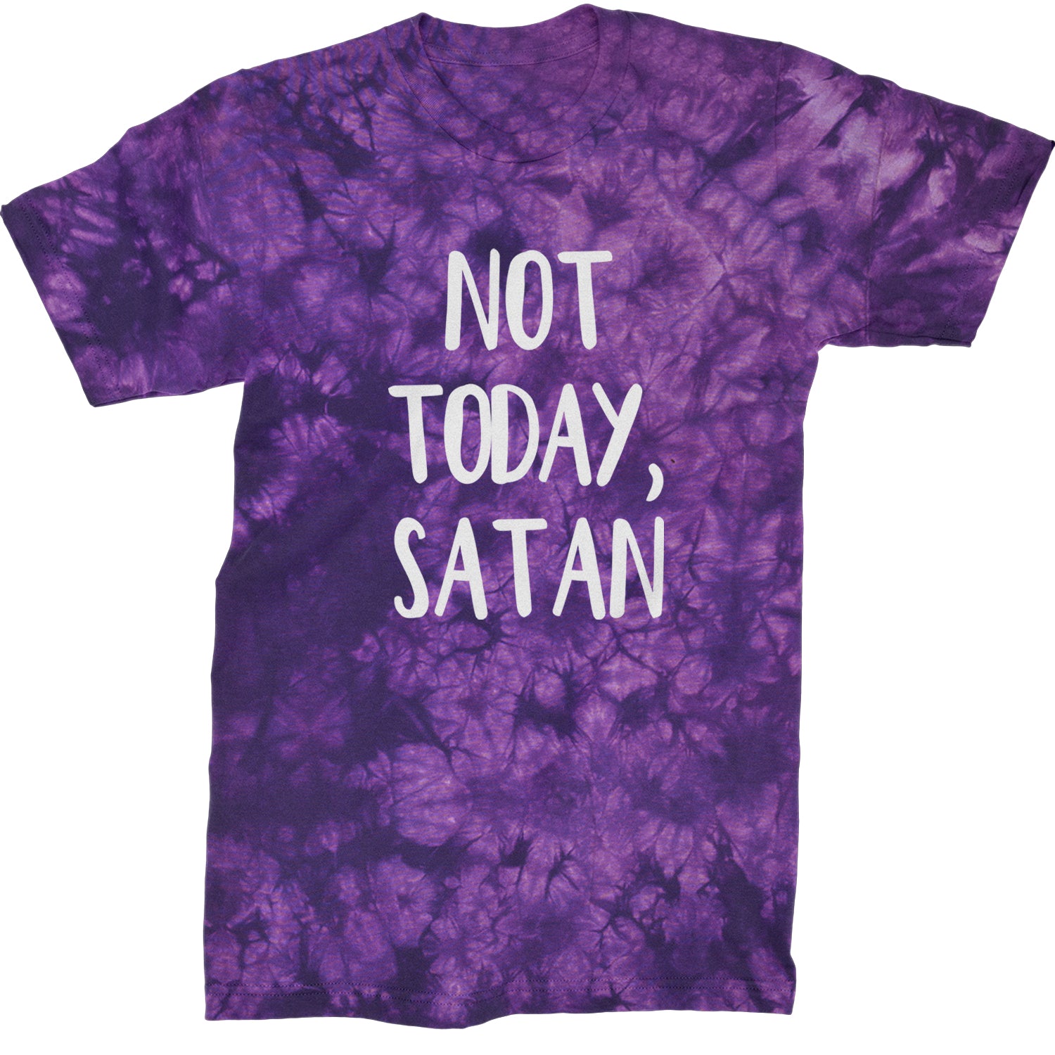 Not Today, Satan Jesus Already Won Mens T-shirt Tie-Dye Crystal Purple