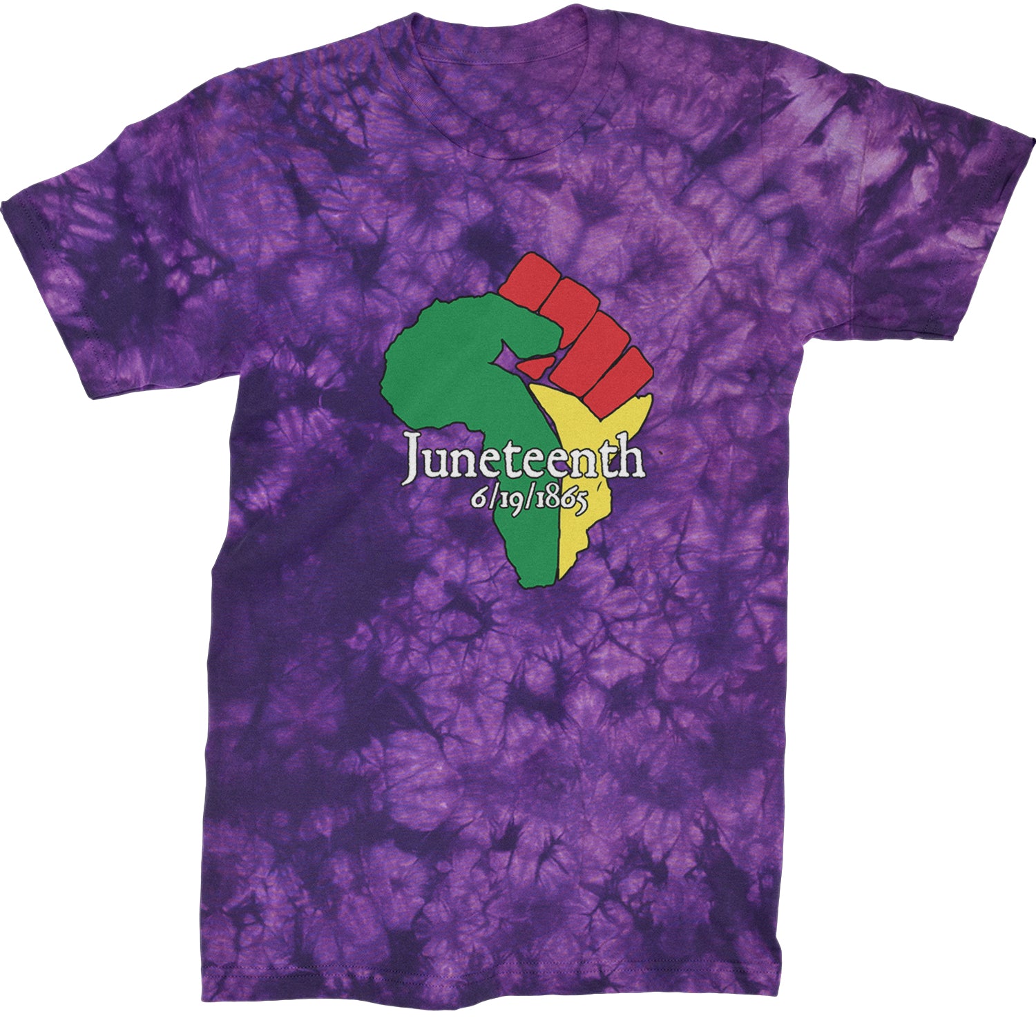 Juneteenth Raised Fist Africa Celebrate Emancipation Day  Mens T-shirt Tie-Dye Crystal Purple