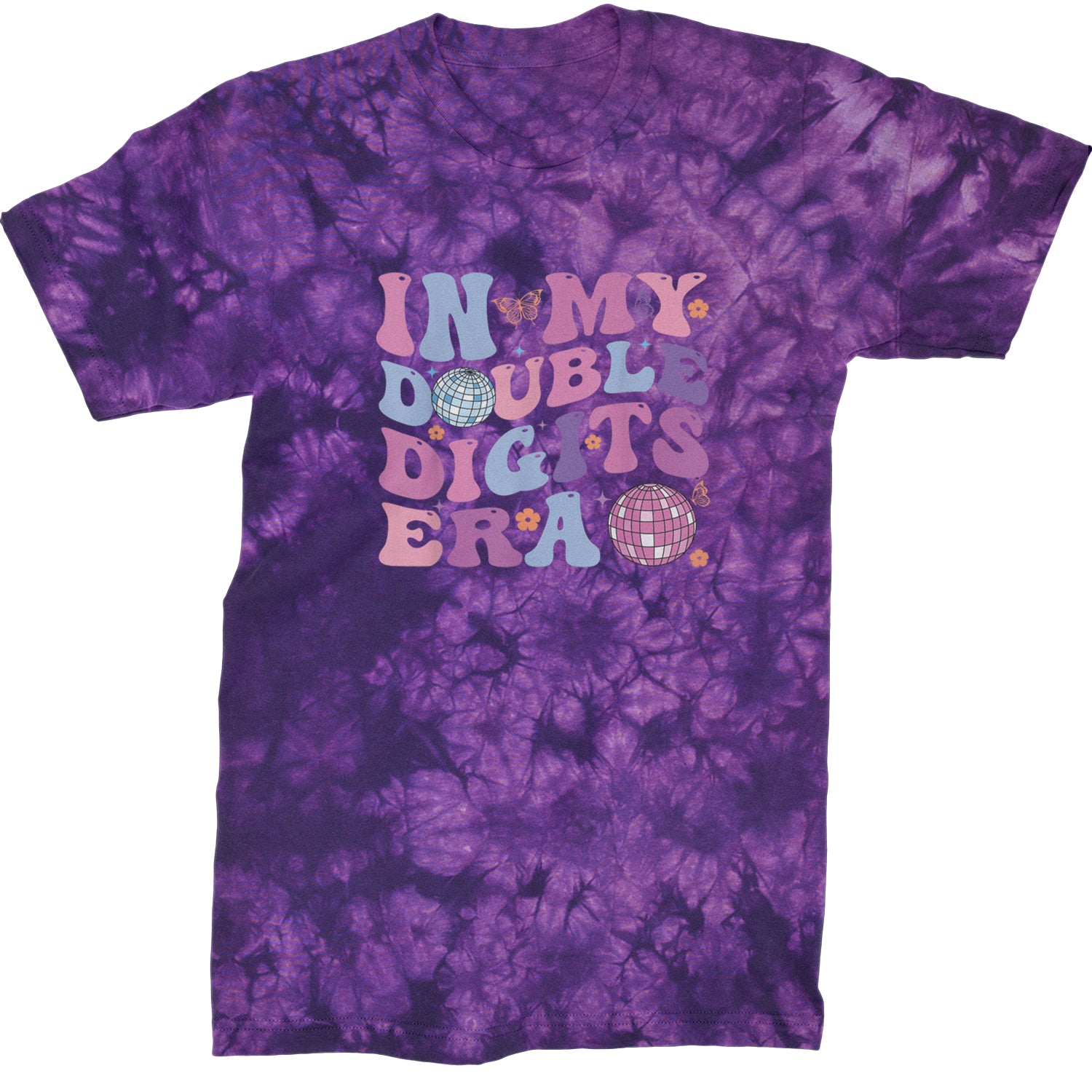 In My Double Digits Era Retro 10 Year Old 10th Birthday Mens T-shirt Tie-Dye Crystal Purple