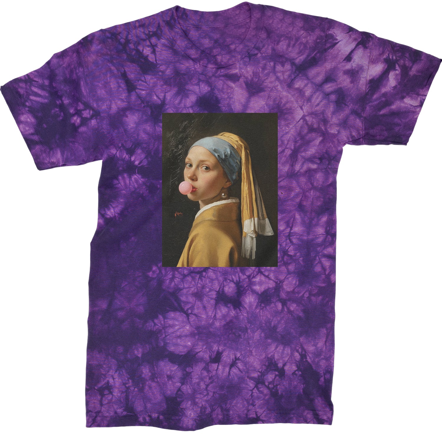 Girl with a Pearl Earring Bubble Gum Contemporary Art Mens T-shirt Tie-Dye Crystal Purple
